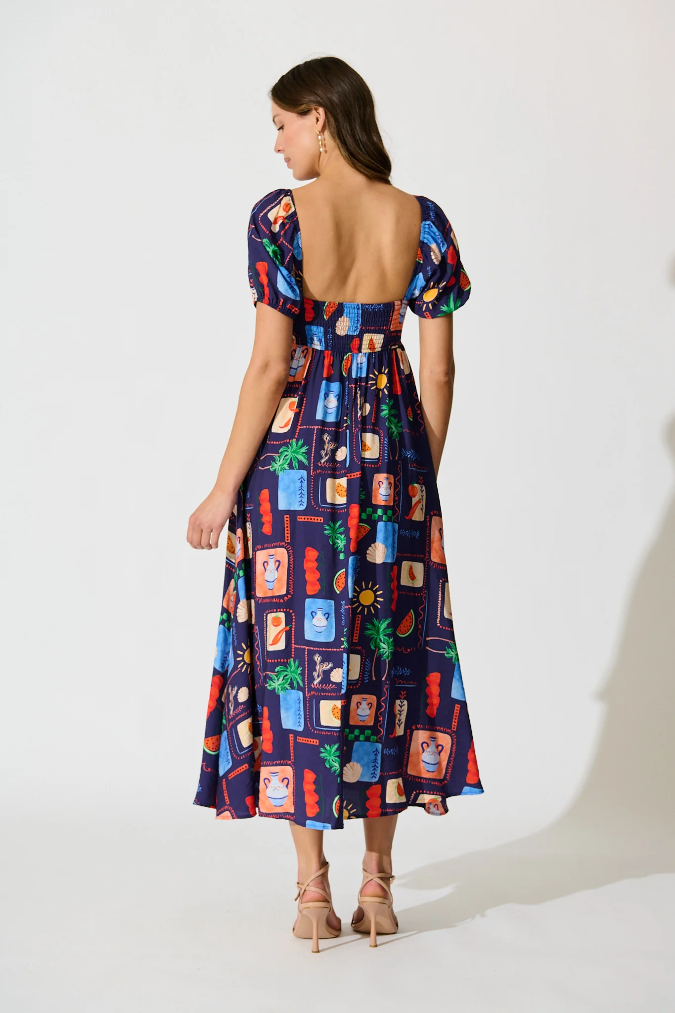 Arien Maxi Dress in Navy Multi Print - Image 4