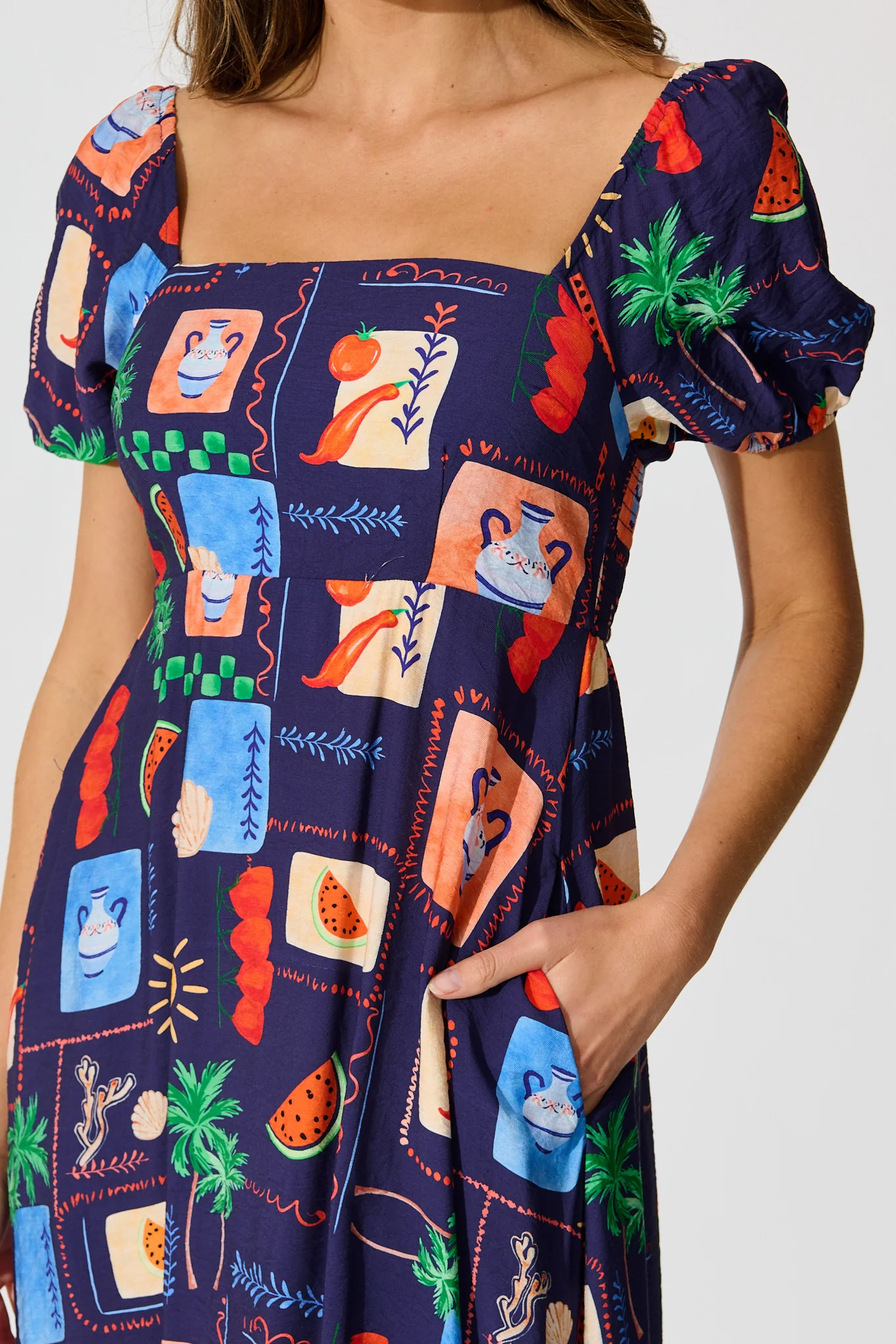 Arien Maxi Dress in Navy Multi Print - Image 5