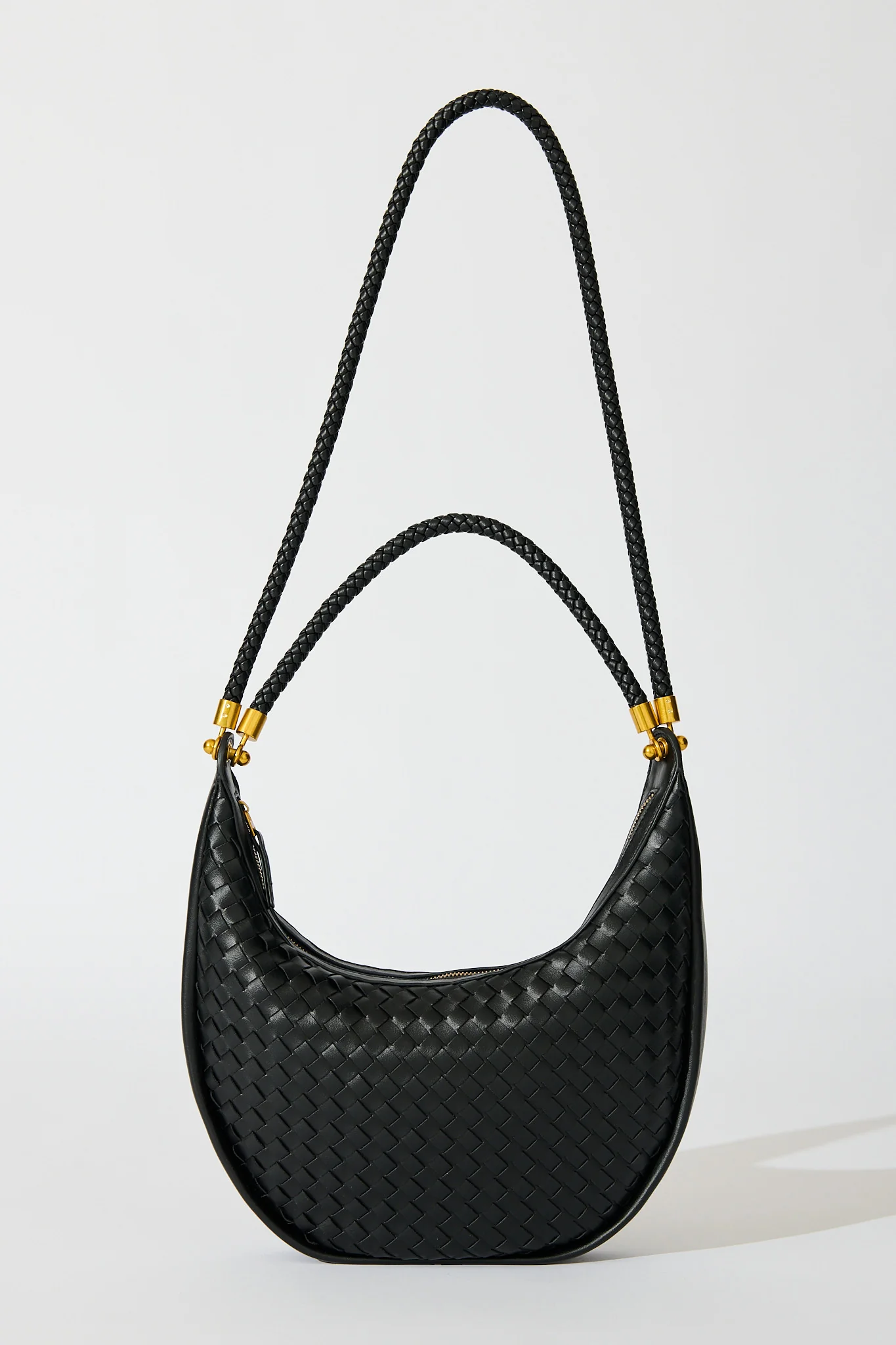 Aries Woven Hobo Bag in Black PU - Image 2