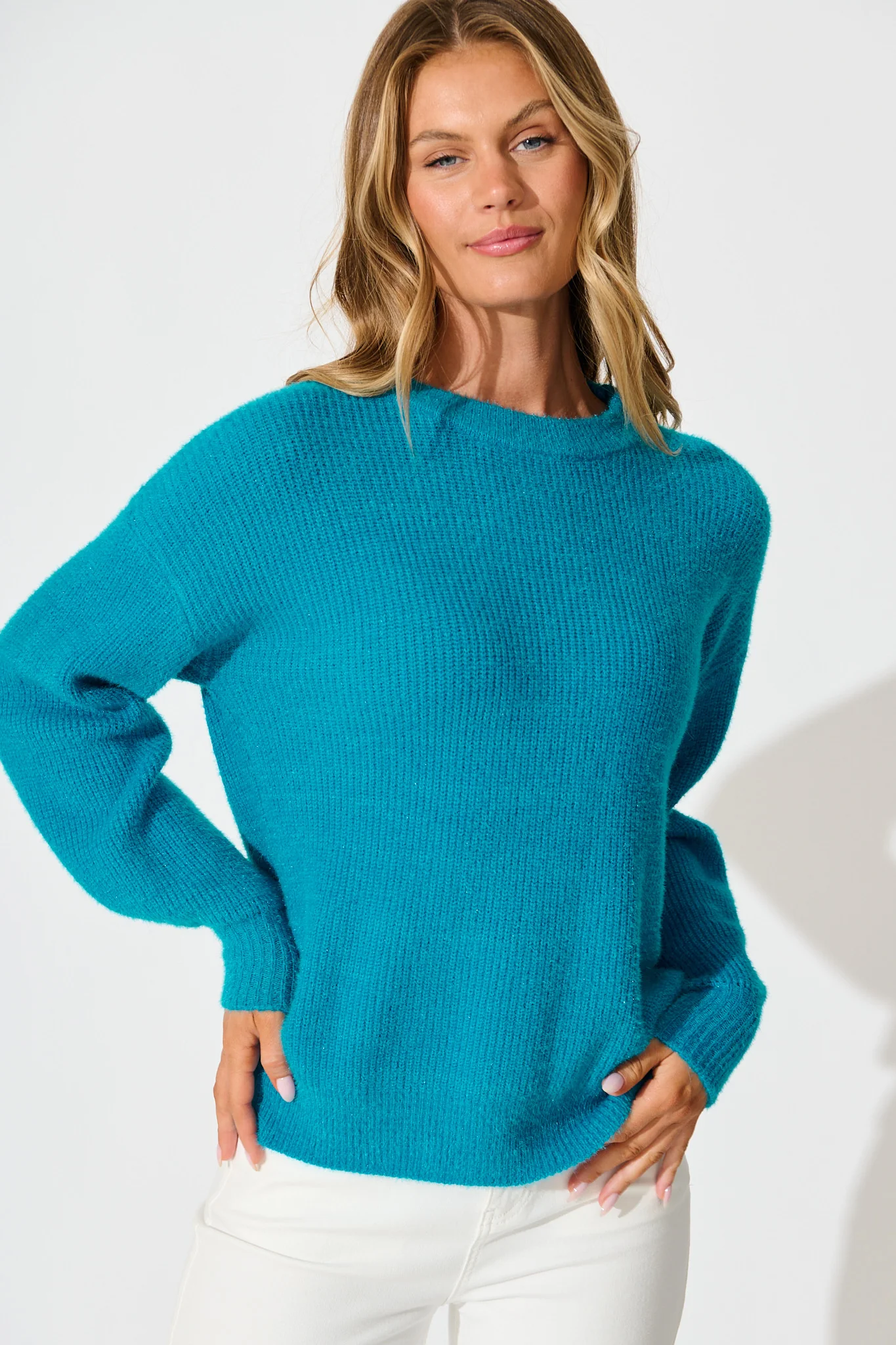 Arla Knit In Blue Wool Blend