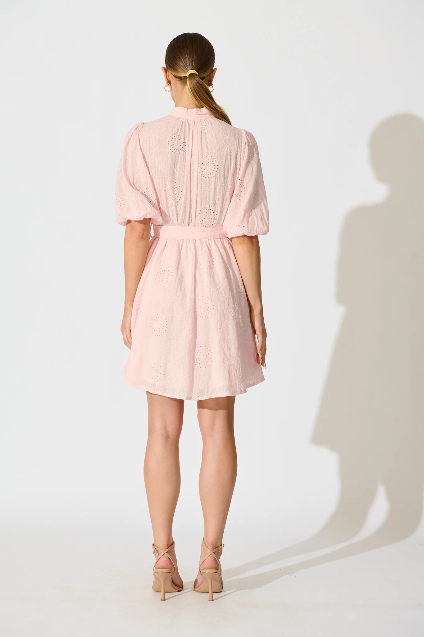 Ashlan Dress in Pink Floral Broderie Cotton - Image 4