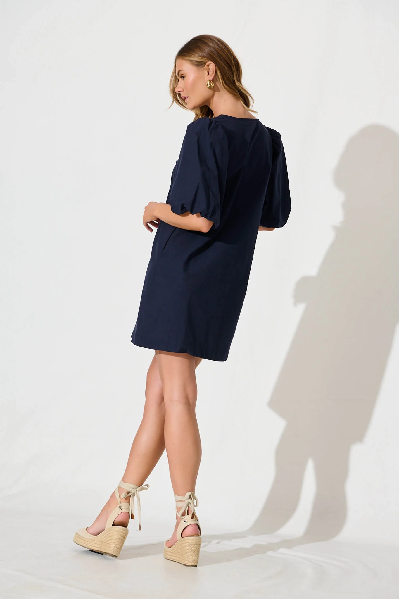 Ashlynn Dress In Navy Cotton - Image 4