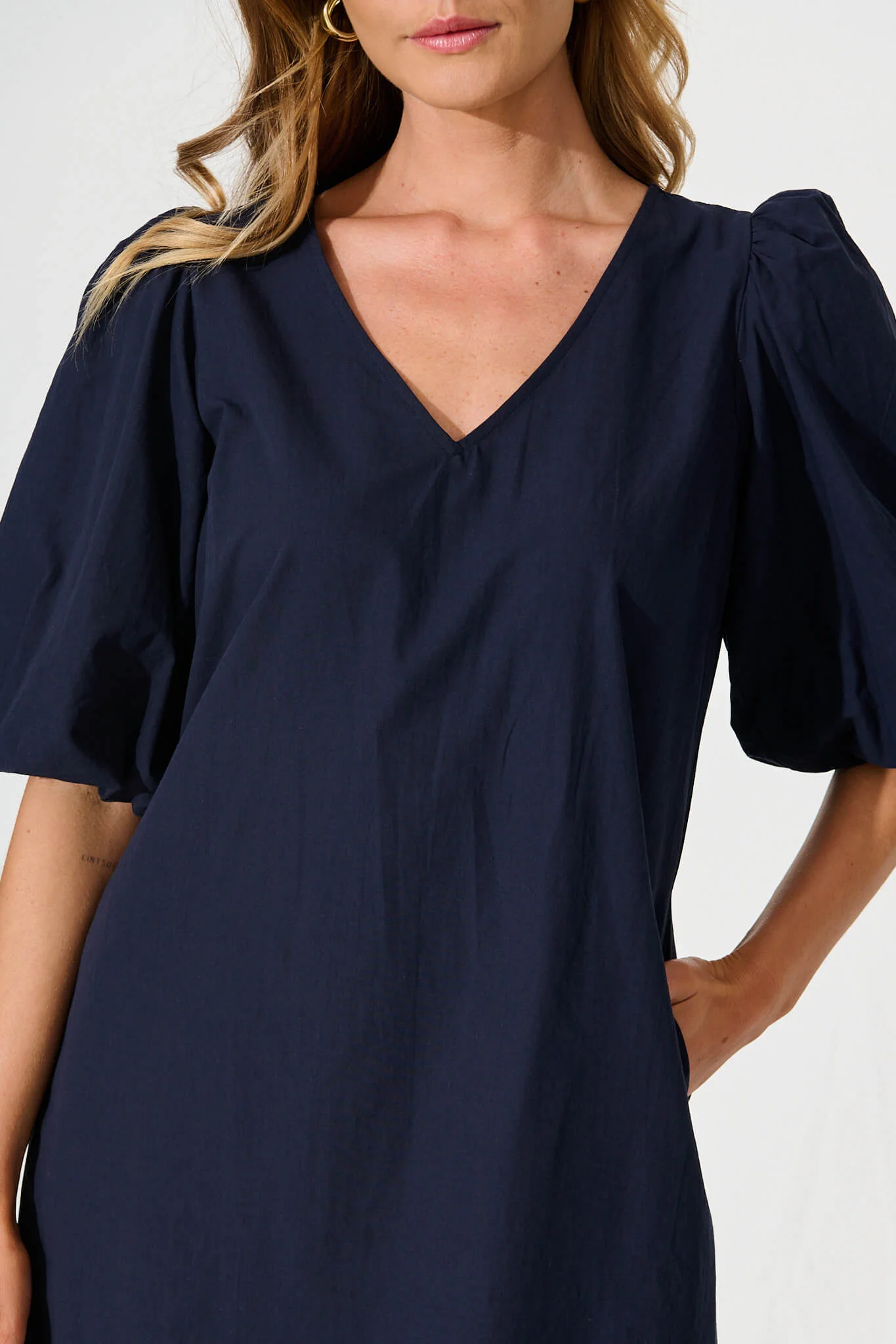Ashlynn Dress In Navy Cotton - Image 5