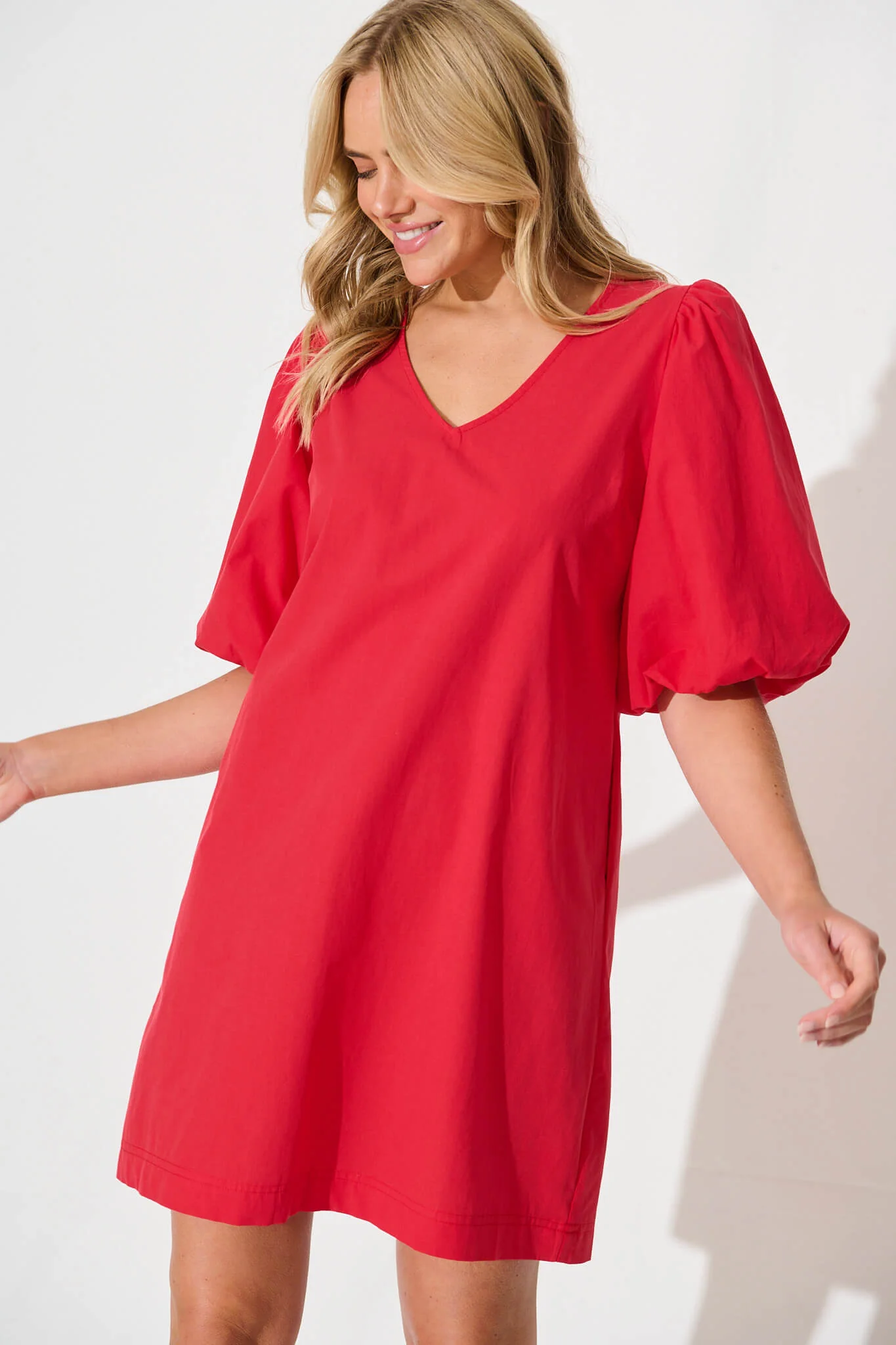 Ashlynn Dress In Red Cotton - Image 6