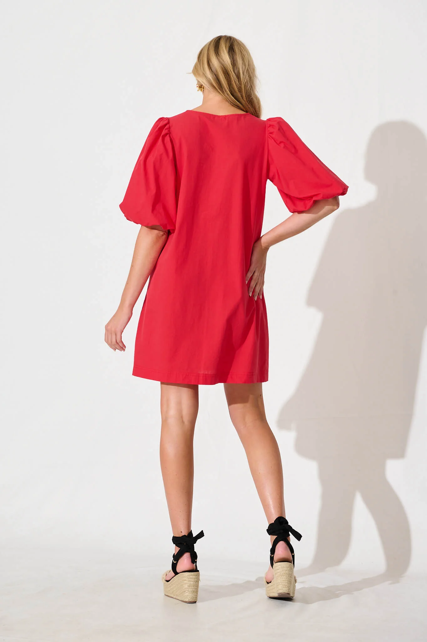 Ashlynn Dress In Red Cotton - Image 8