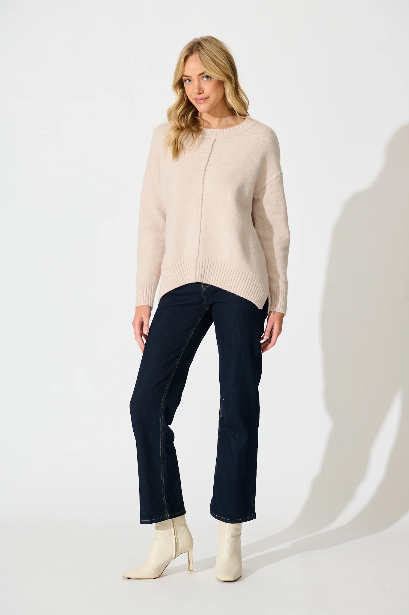 Ashton Knit in Beige Wool Blend - Image 4