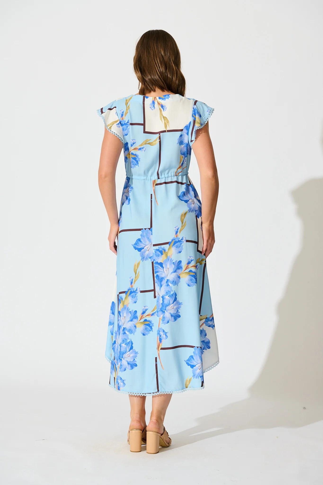 Atana Midi Dress in Blue Floral Print - Image 4