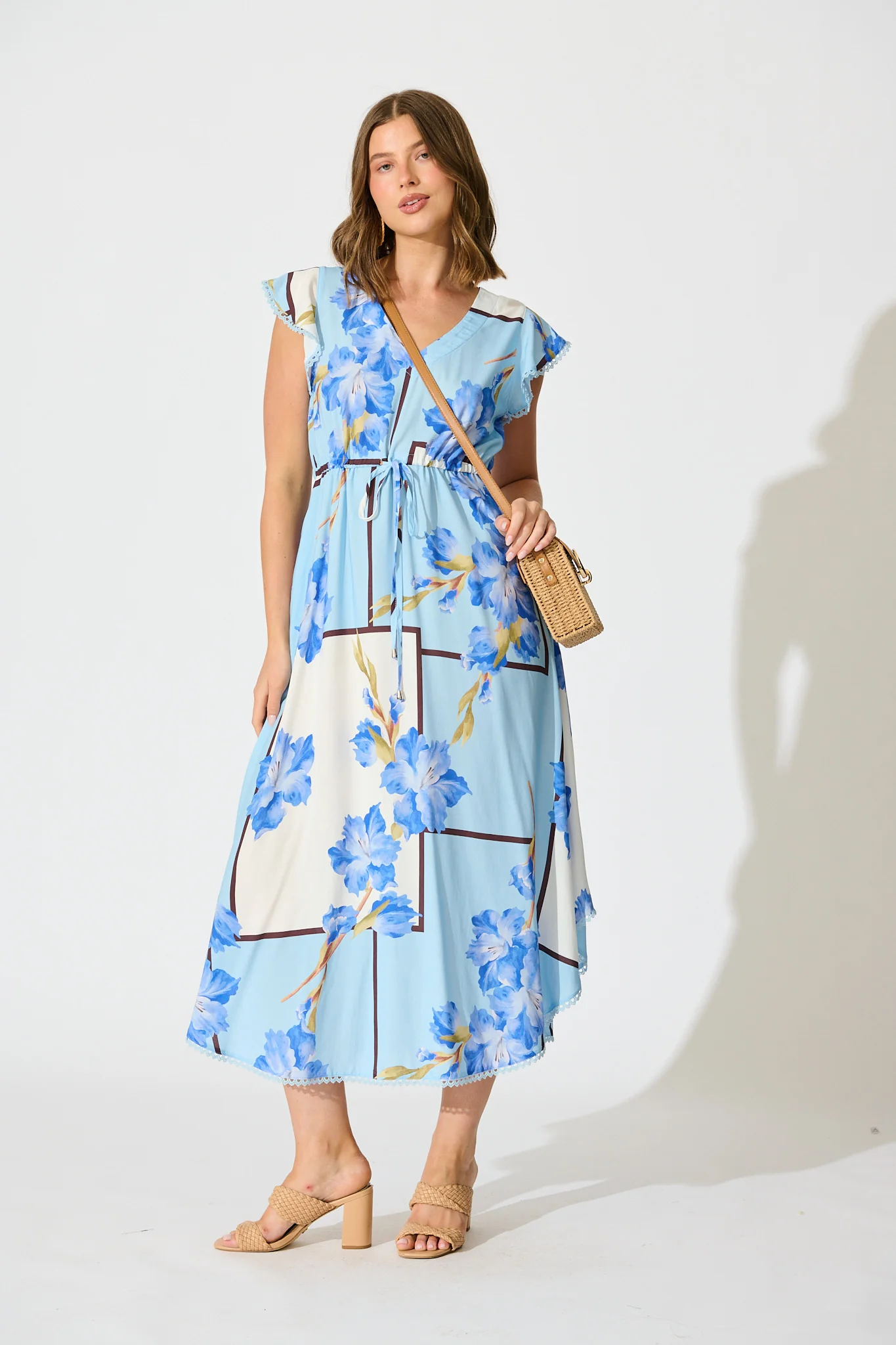 Atana Midi Dress in Blue Floral Print - Image 5