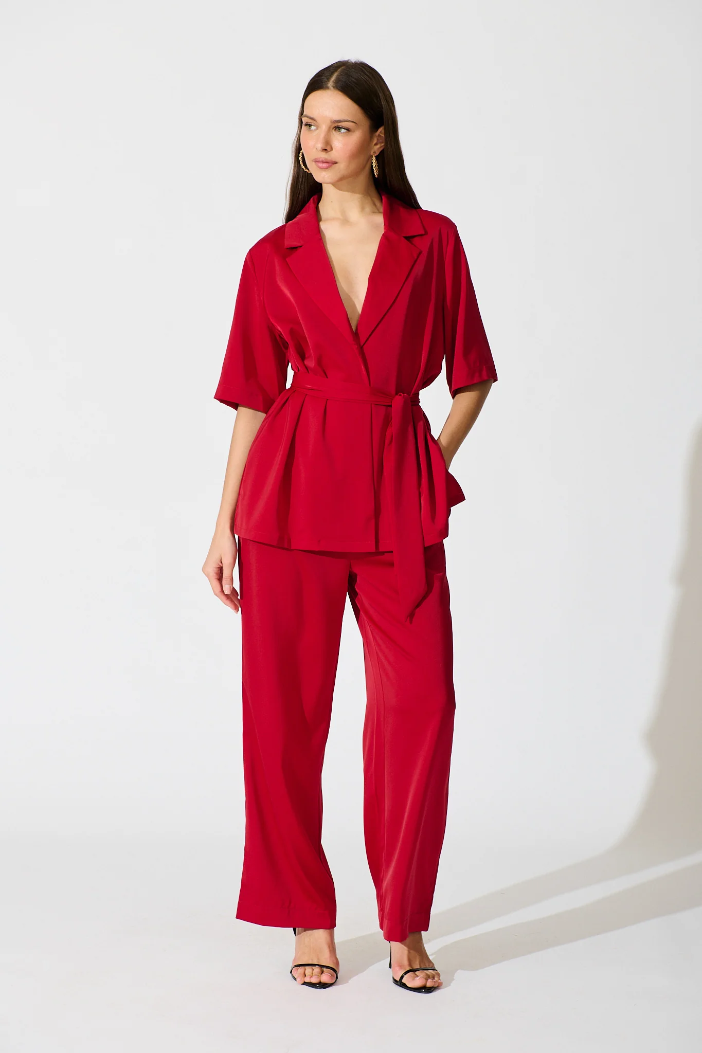 Aubree Pant in Red Satin - Image 5