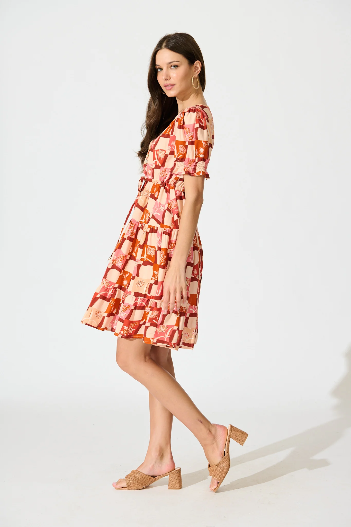 Aura Dress in Red Tile Print - Image 3