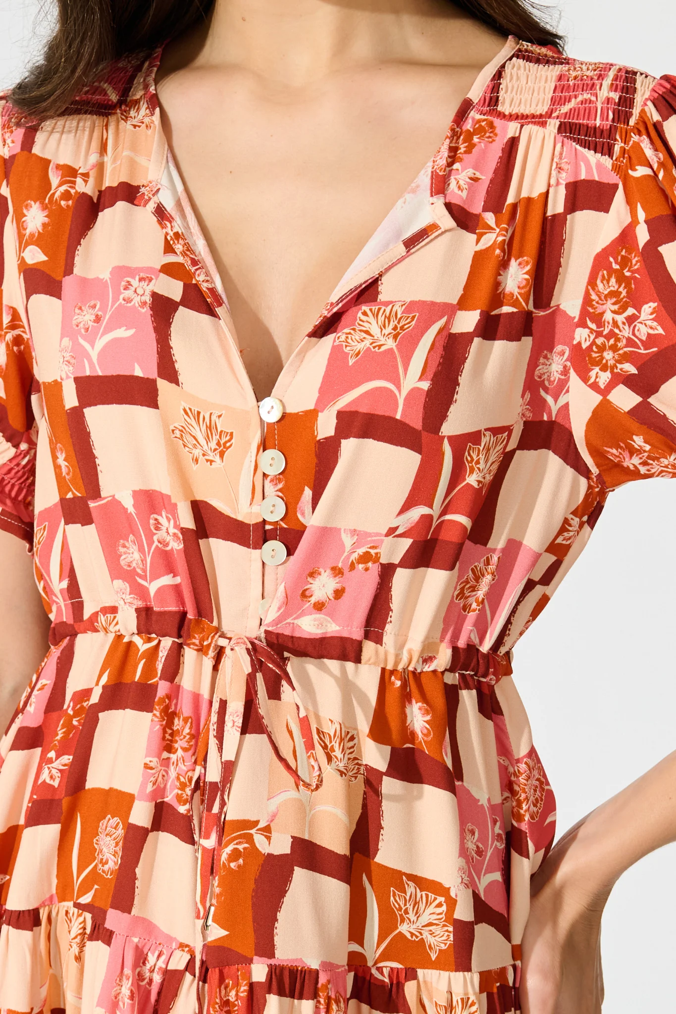 Aura Dress in Red Tile Print - Image 5