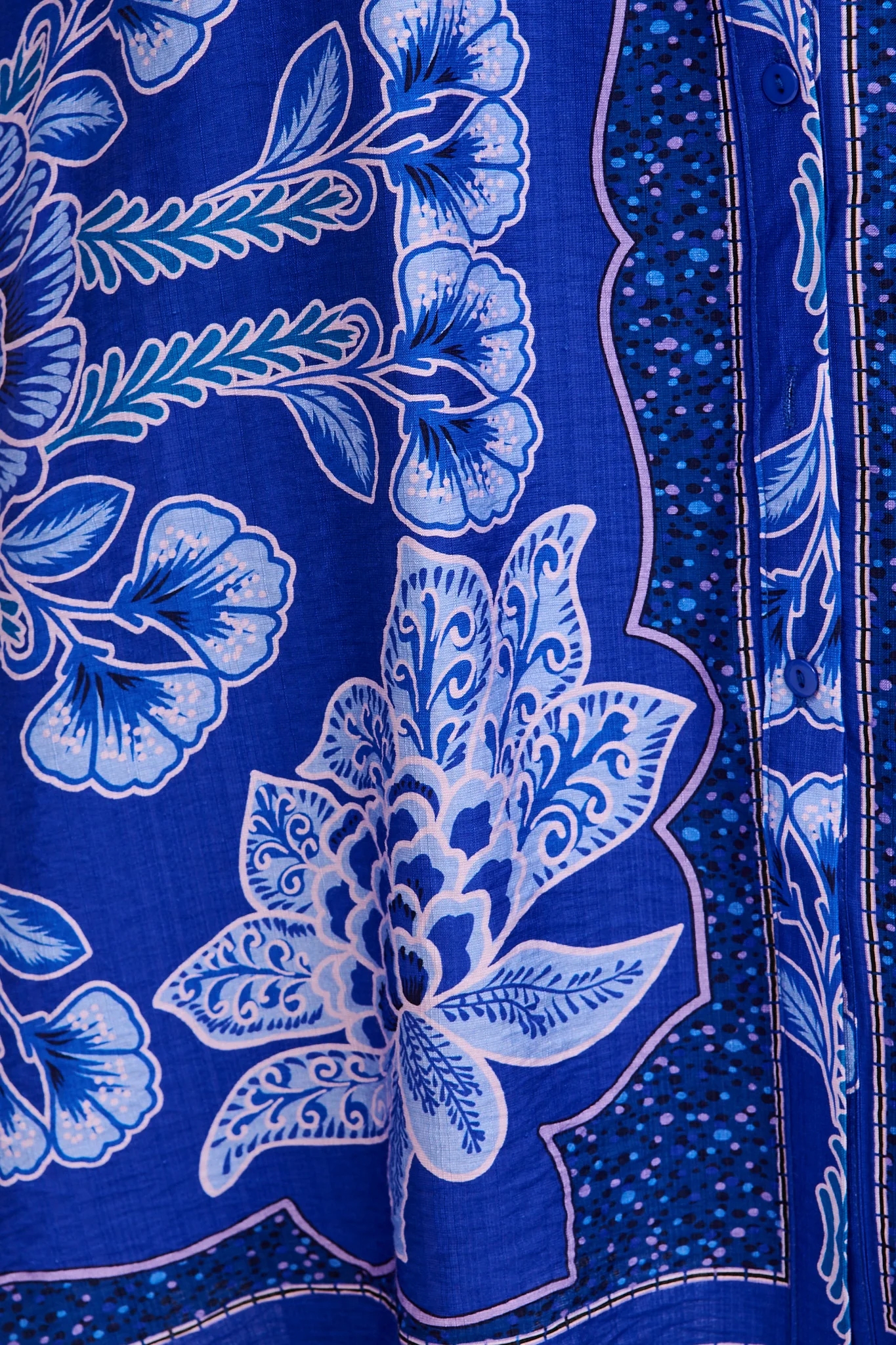 Aurelina Maxi Shirt Dress in Blue Floral Print Linen Blend - Image 6