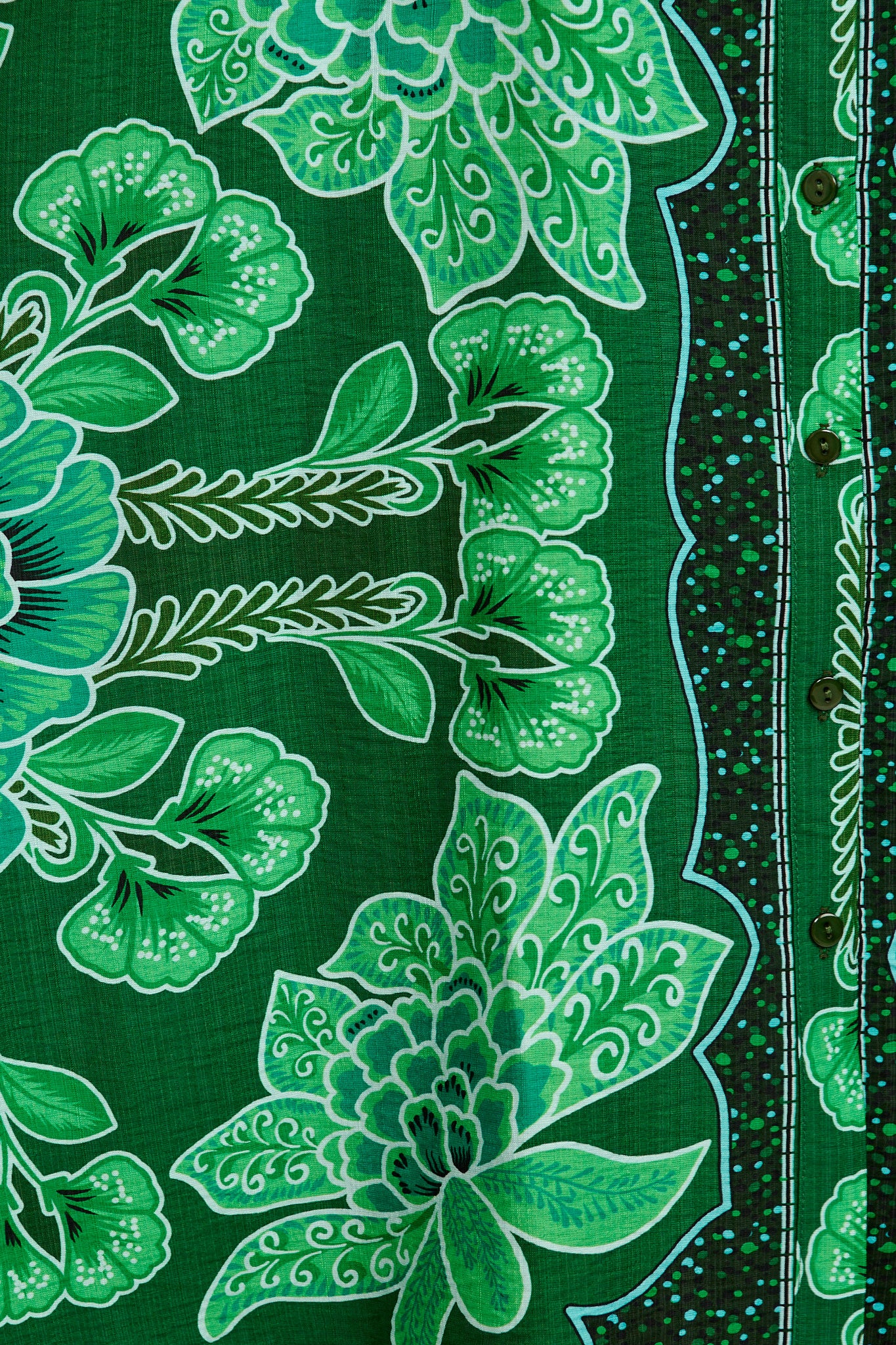 Aurelina Maxi Shirt Dress in Emerald Floral Print Linen Blend - Image 6