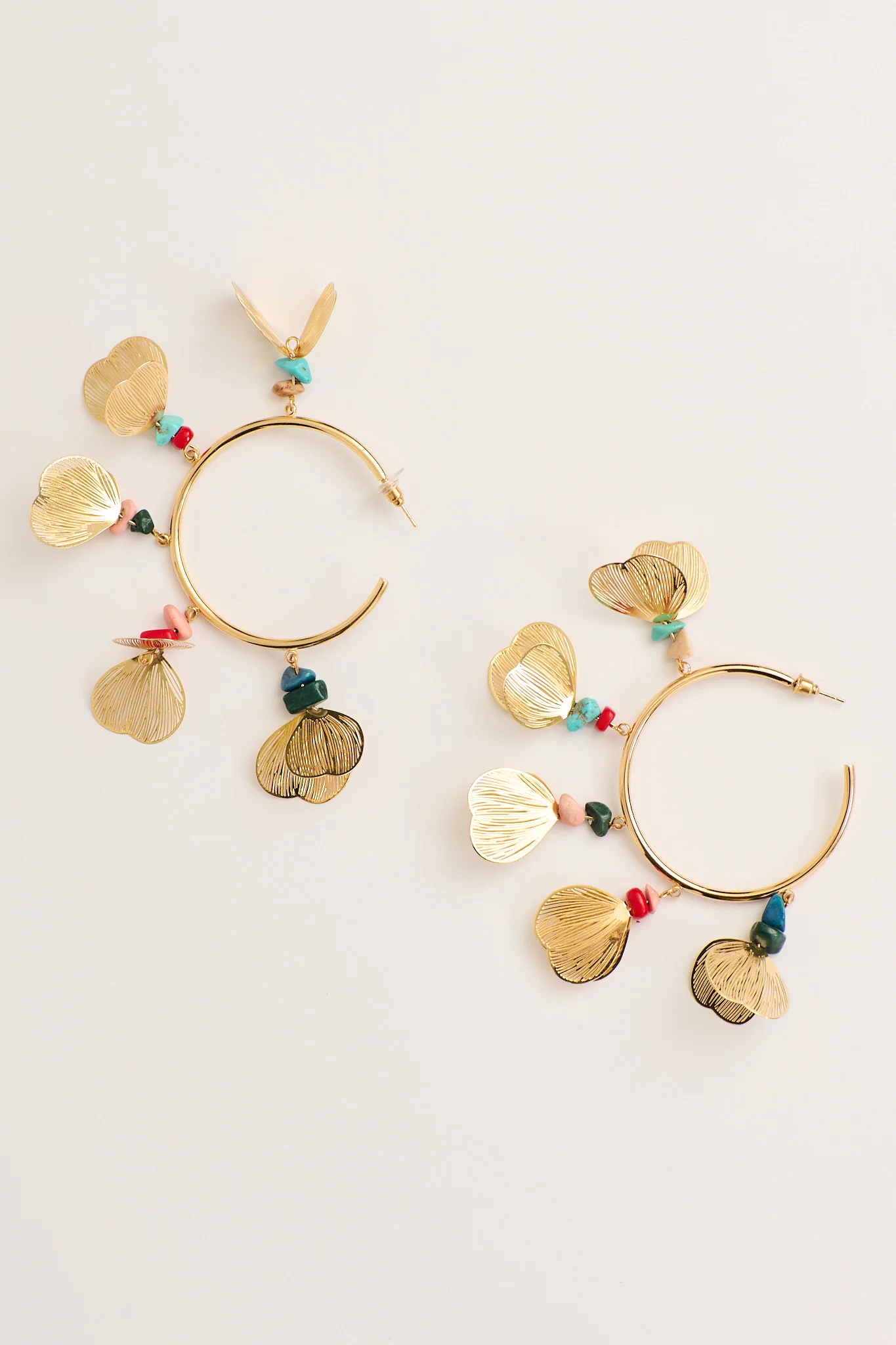 Aurora Beaded Hoop Earrings in Multi Gold