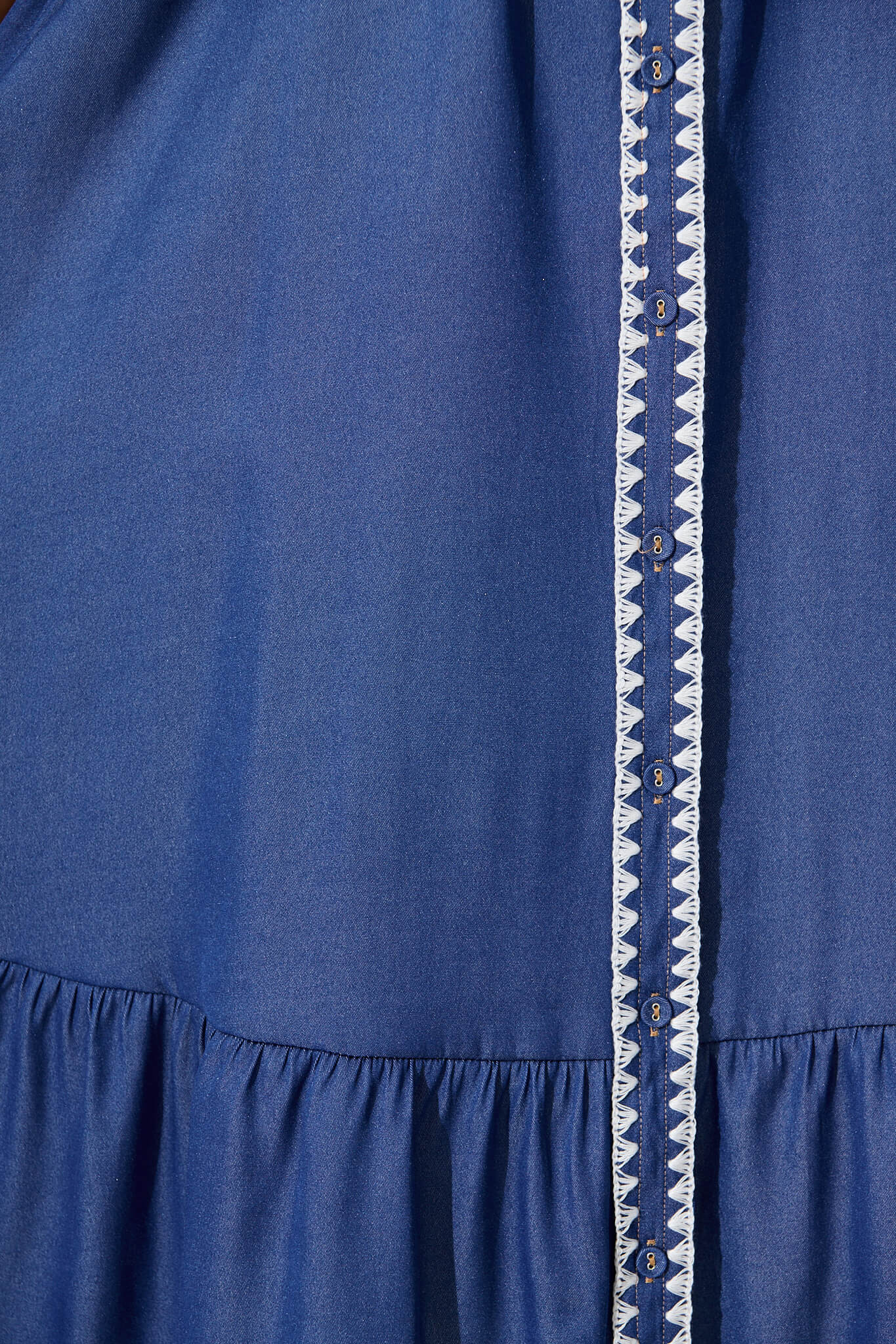 Aurora Midi Shirt Dress In Blue With White Contrast Stitch - Image 6