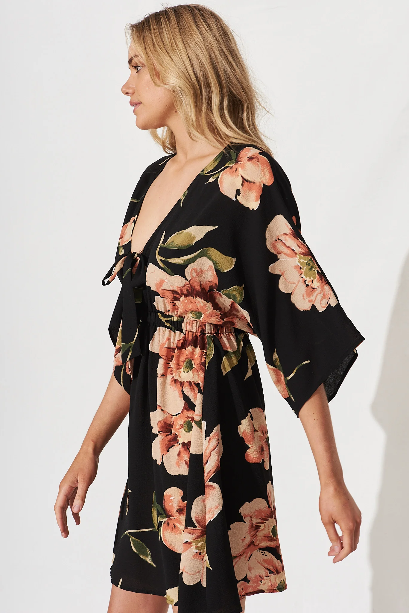 Ava Dress In Black With Blush Floral - Image 3