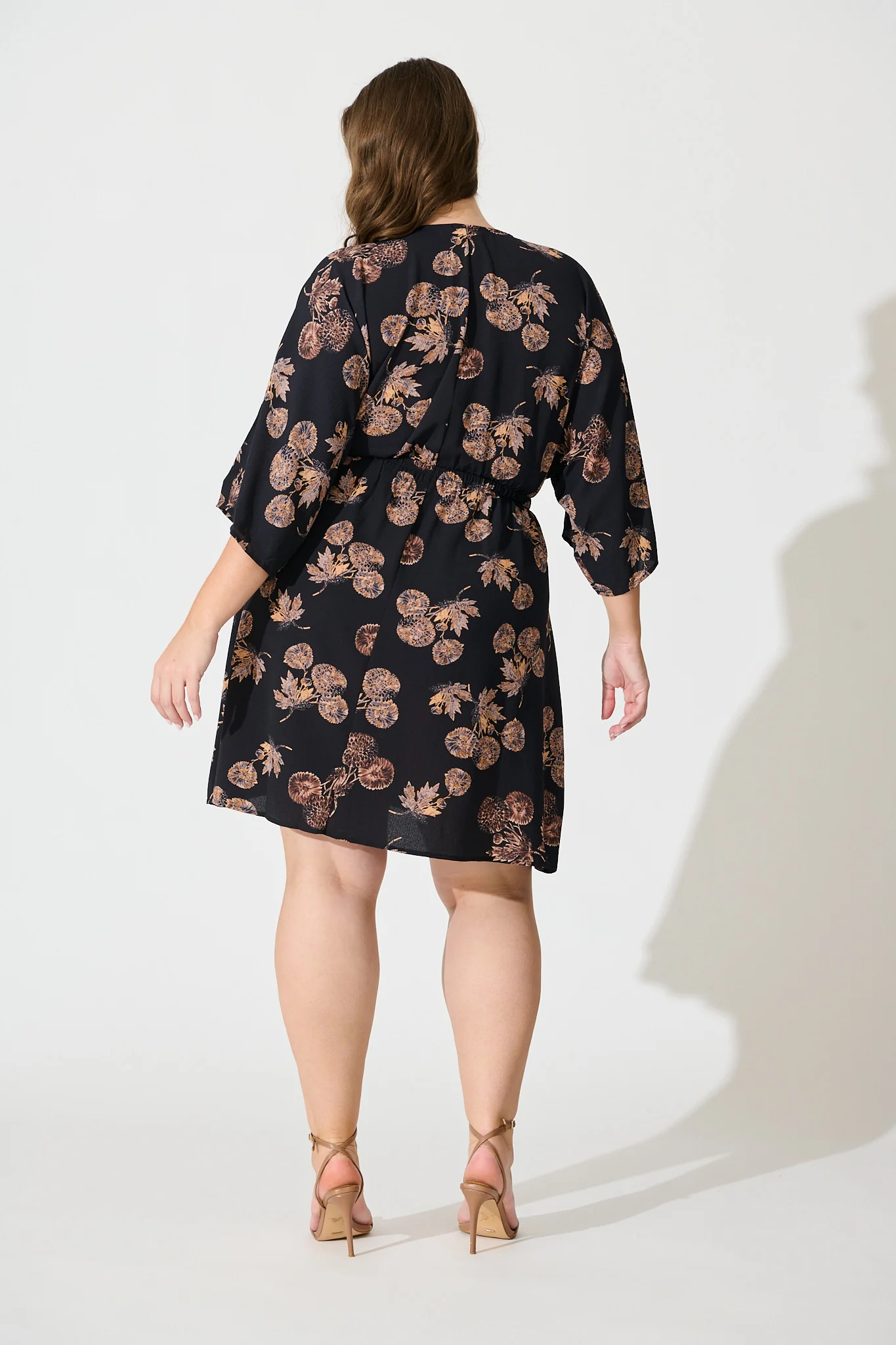 Ava Dress In Charcoal with Apricot Floral - Image 9