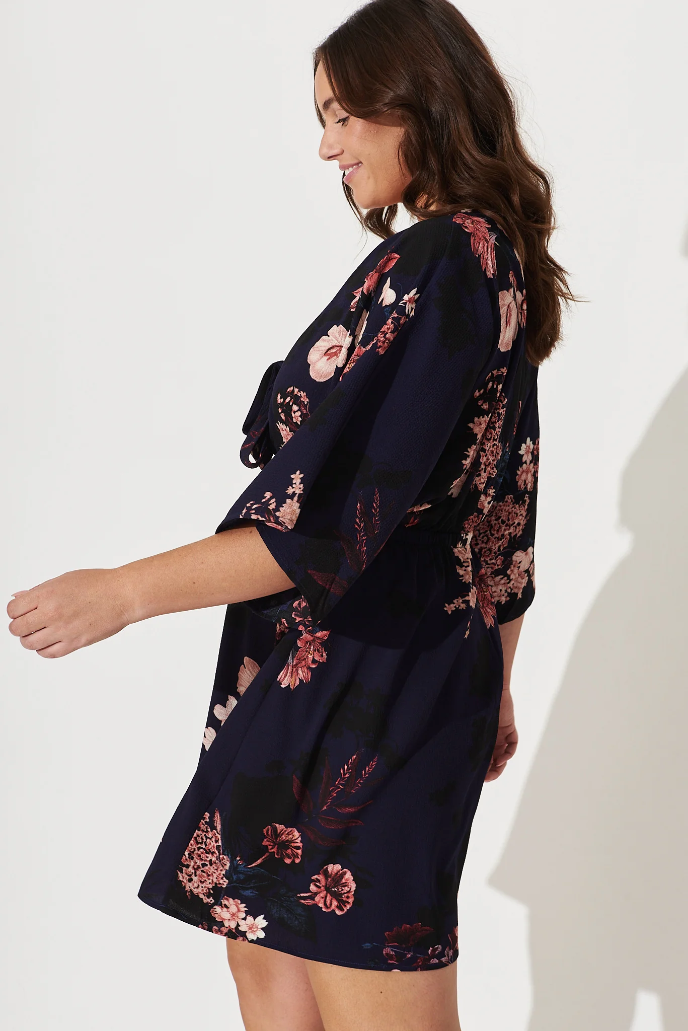 Ava Dress In Navy With Pink And Blush Floral - Image 6