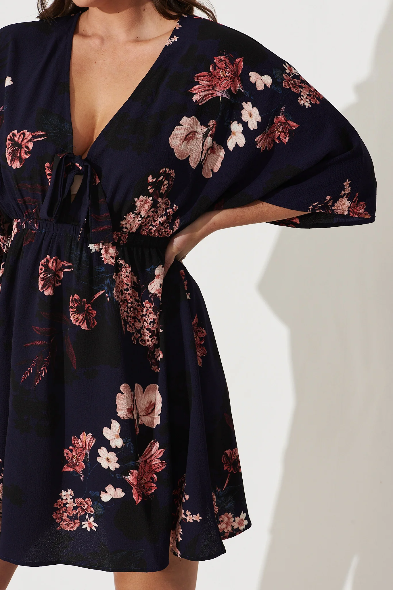Ava Dress In Navy With Pink And Blush Floral - Image 9
