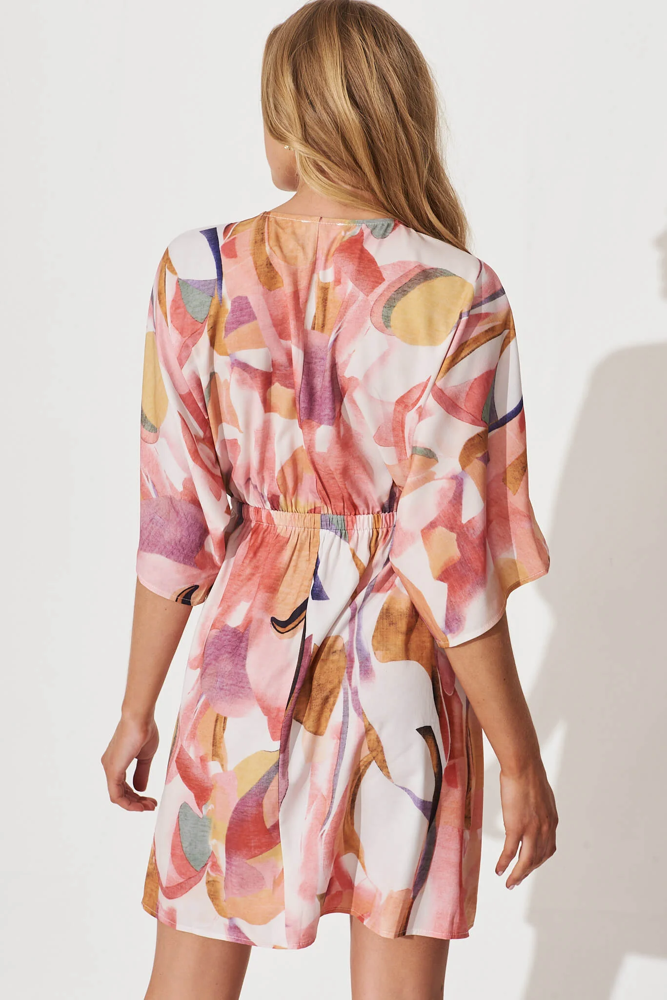 Ava Dress In White With Multi Apricot Floral - Image 3
