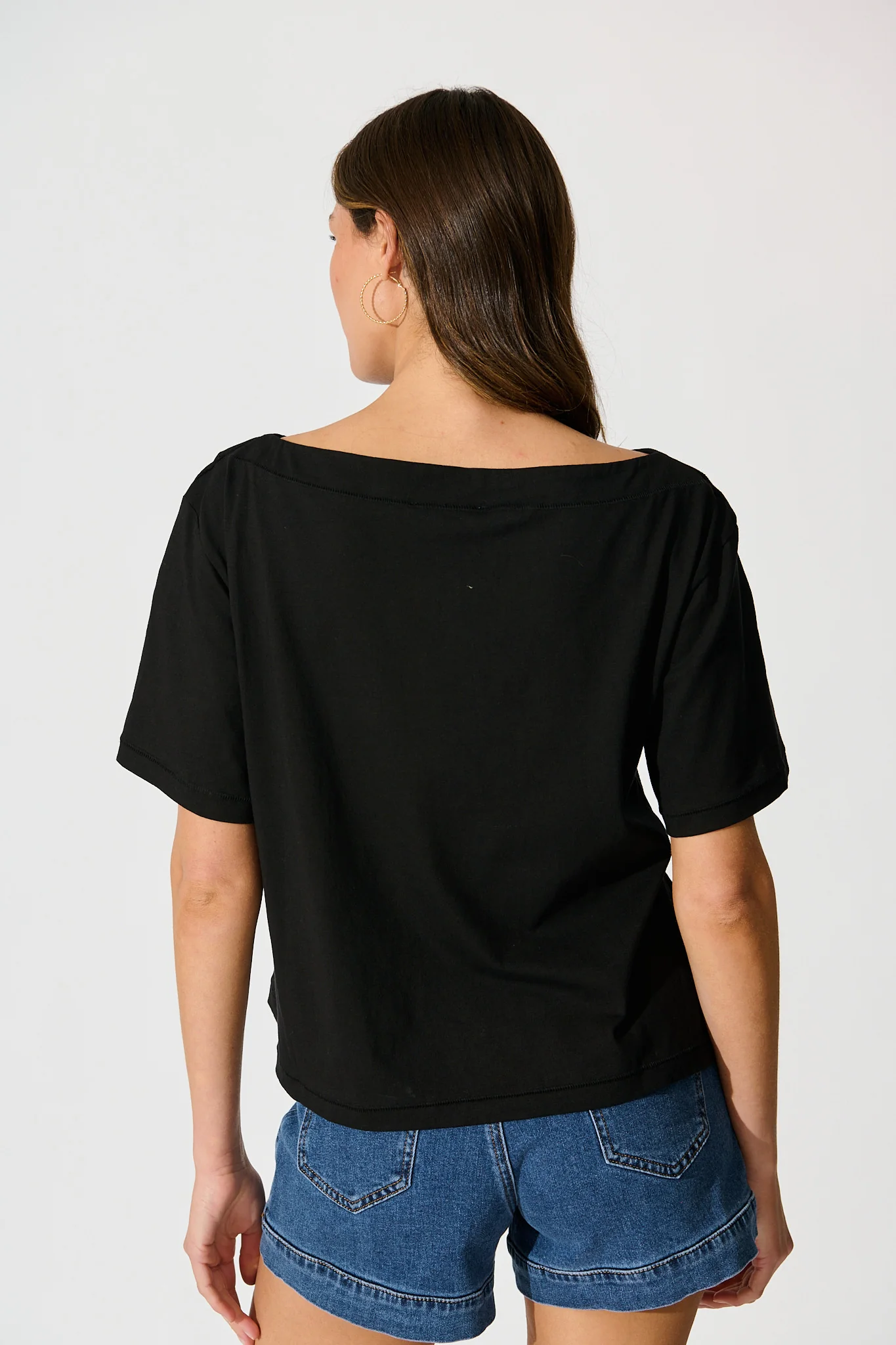 Aveda Off Shoulder T Shirt in Black - Image 4
