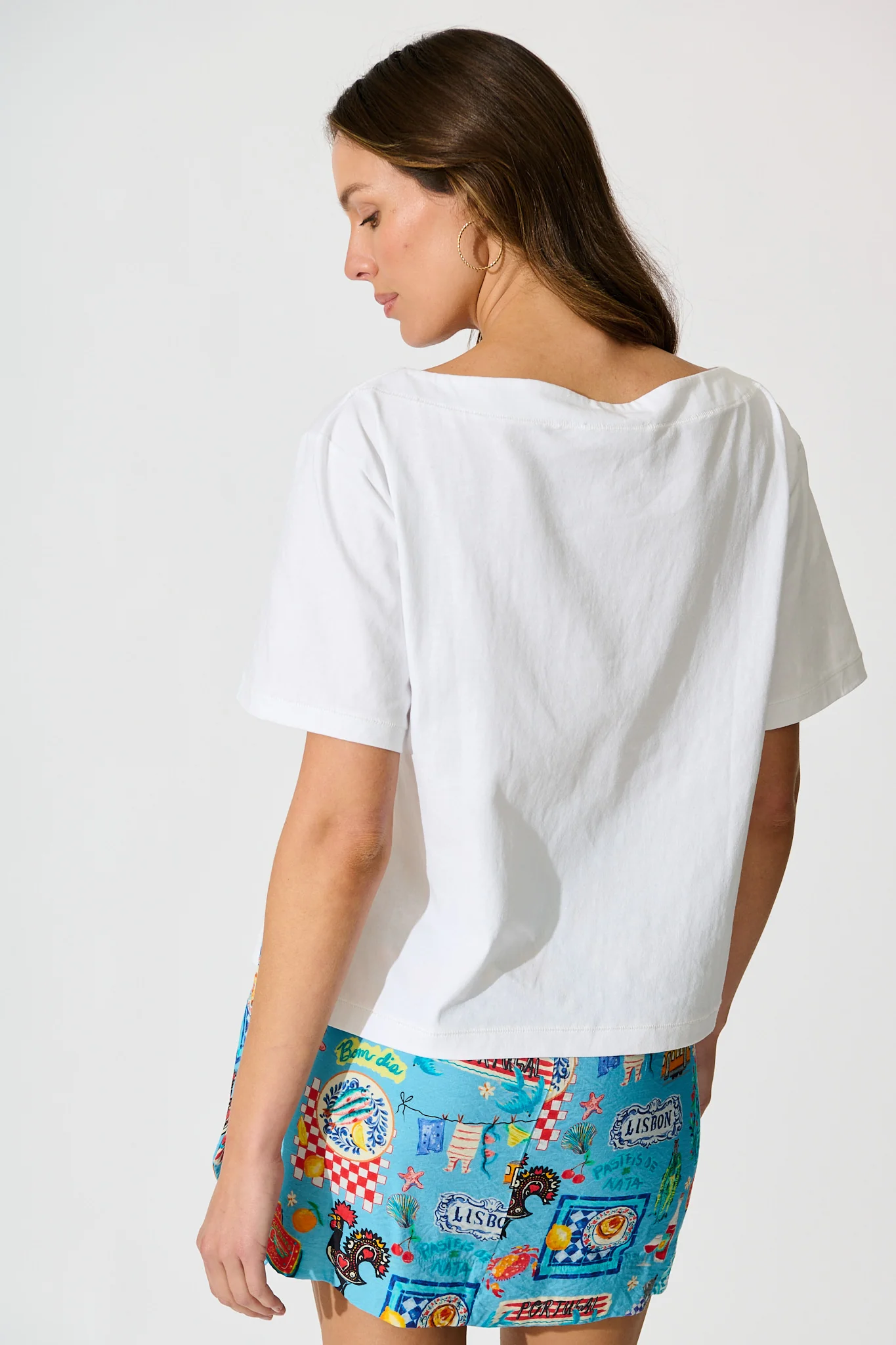 Aveda Off Shoulder T shirt in White - Image 4