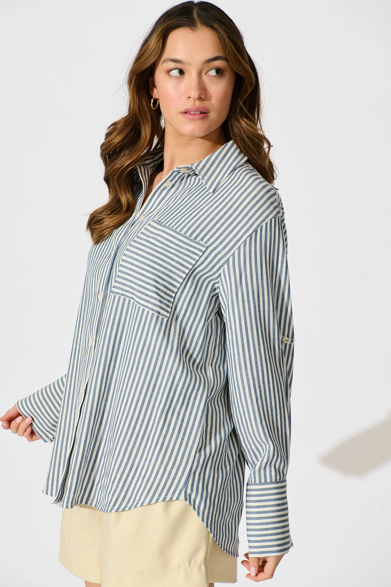 Avenly Shirt in Blue Stripe - Image 3