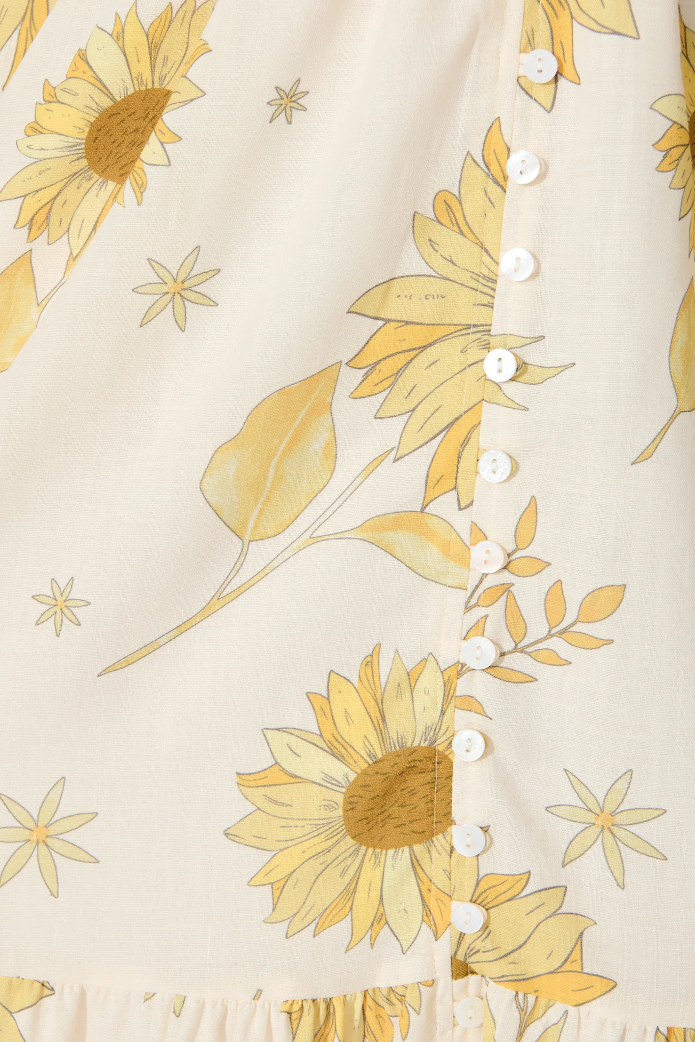 Aventine Midi Dress in Cream with Yellow Linen Blend - Image 6