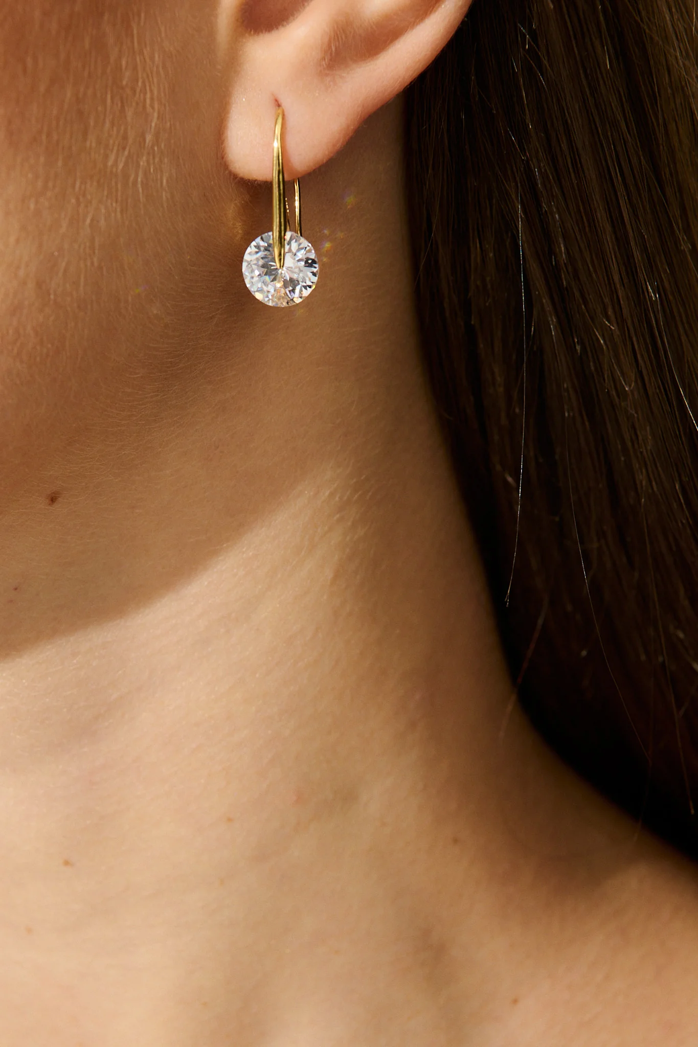 Avis Hook Earrings in Gold with Diamante - Image 2