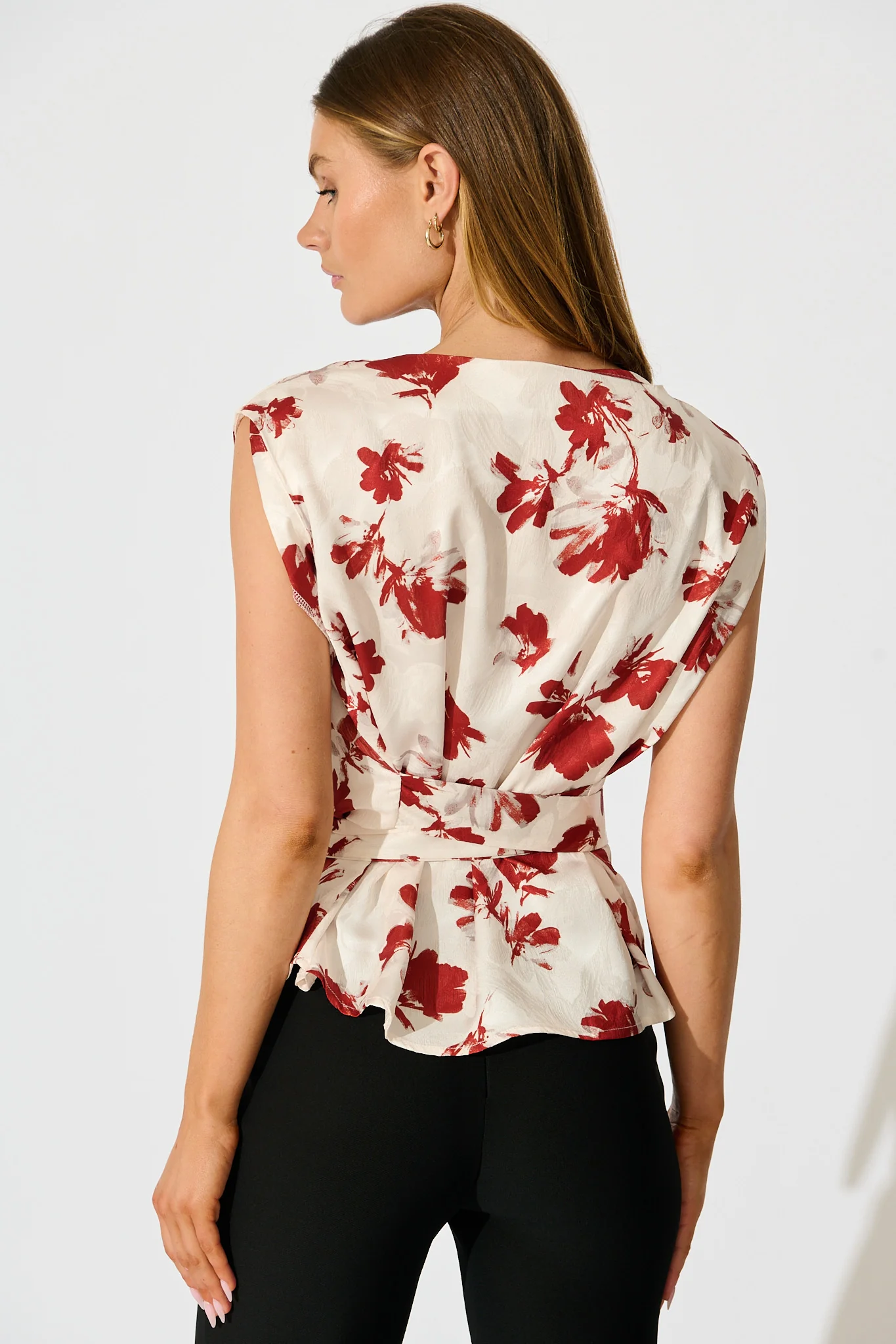 Azra Top in Cream with Red Floral - Image 5