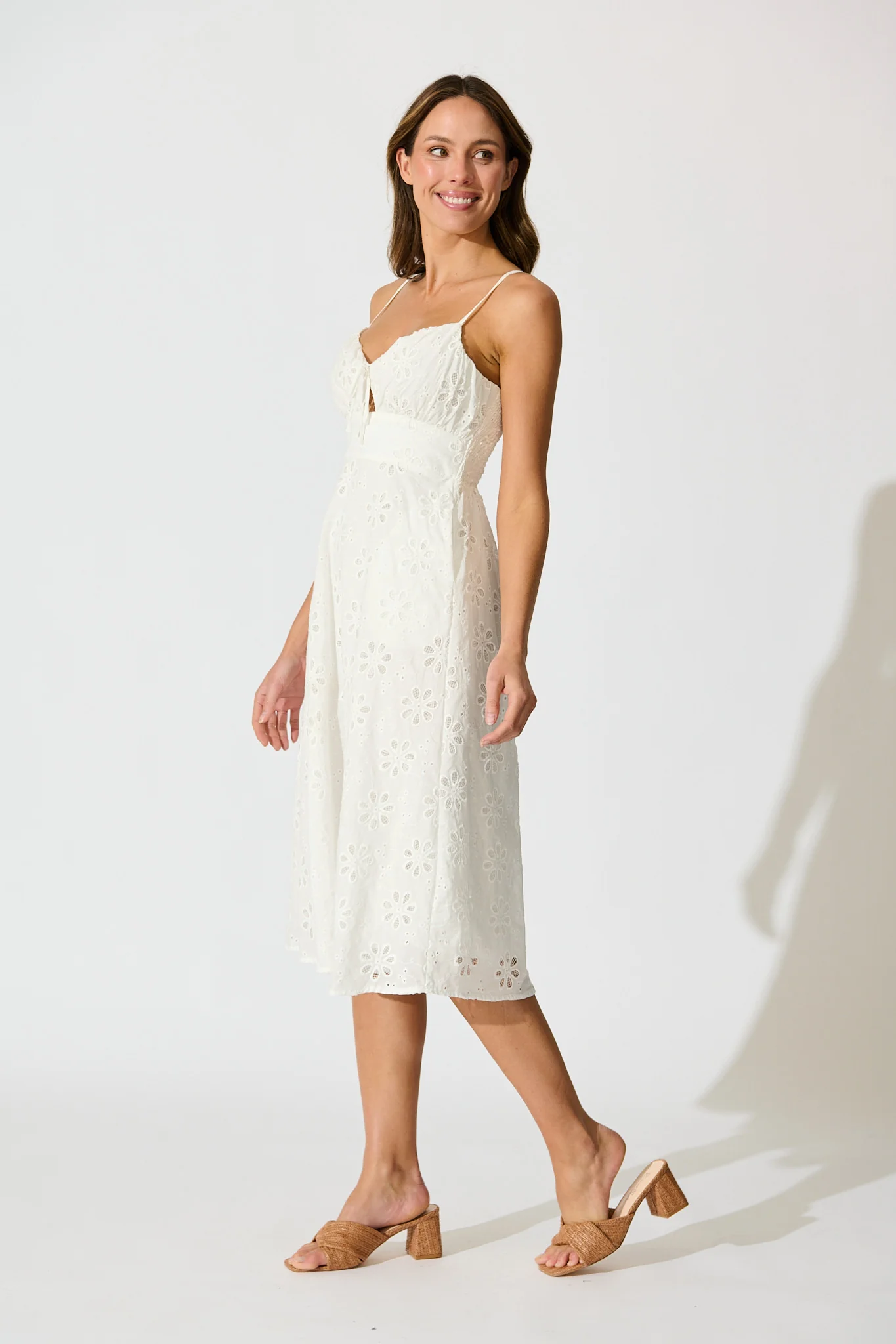 Ballamy Midi Sundress In White Embroidery Cotton - Image 3