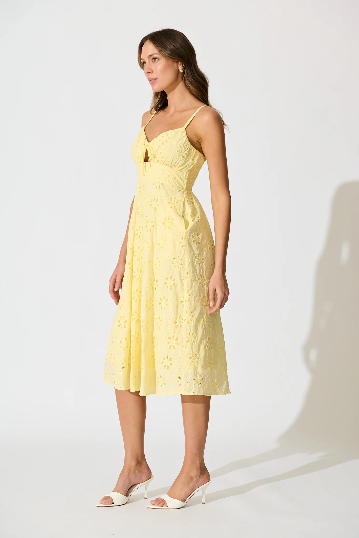 Ballamy Midi Sundress In Yellow Embroidery Cotton - Image 3