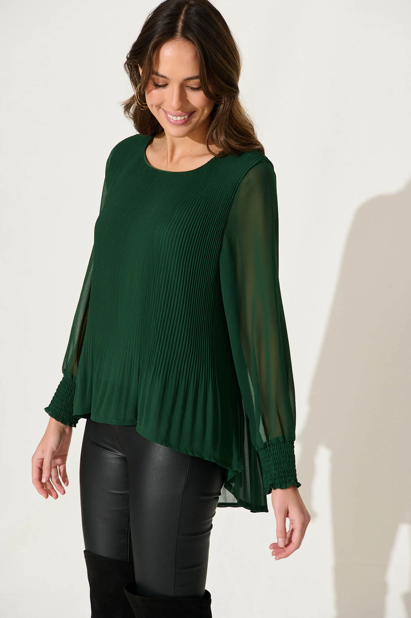 Beau Top In Emerald Chiffon - Image 2