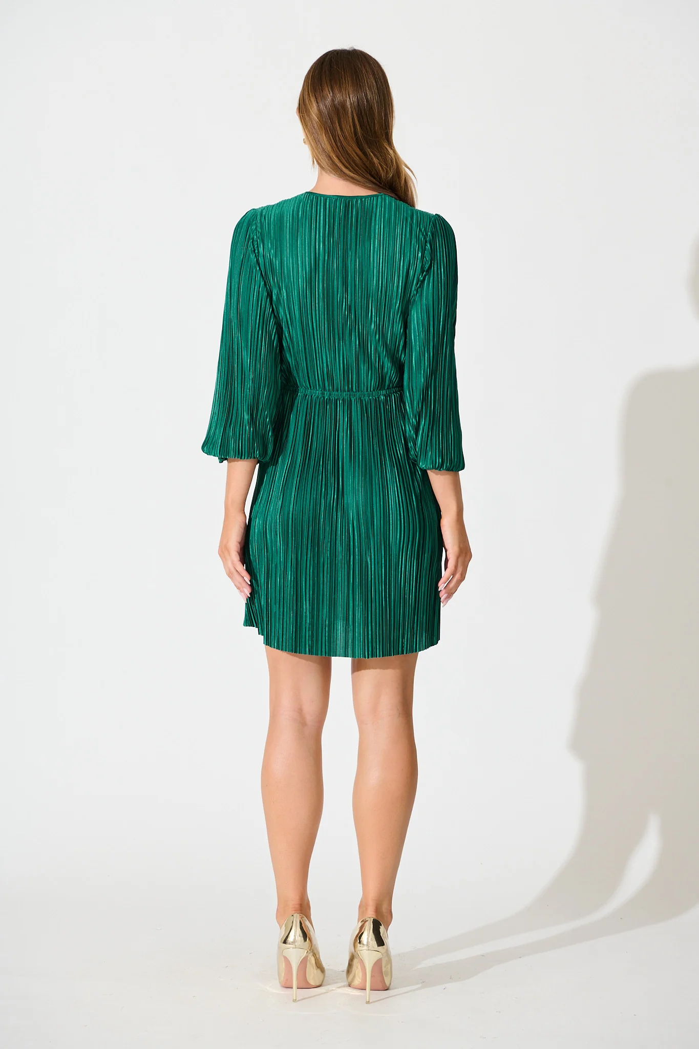 Belle Dress in Dark Green Plisse - Image 4