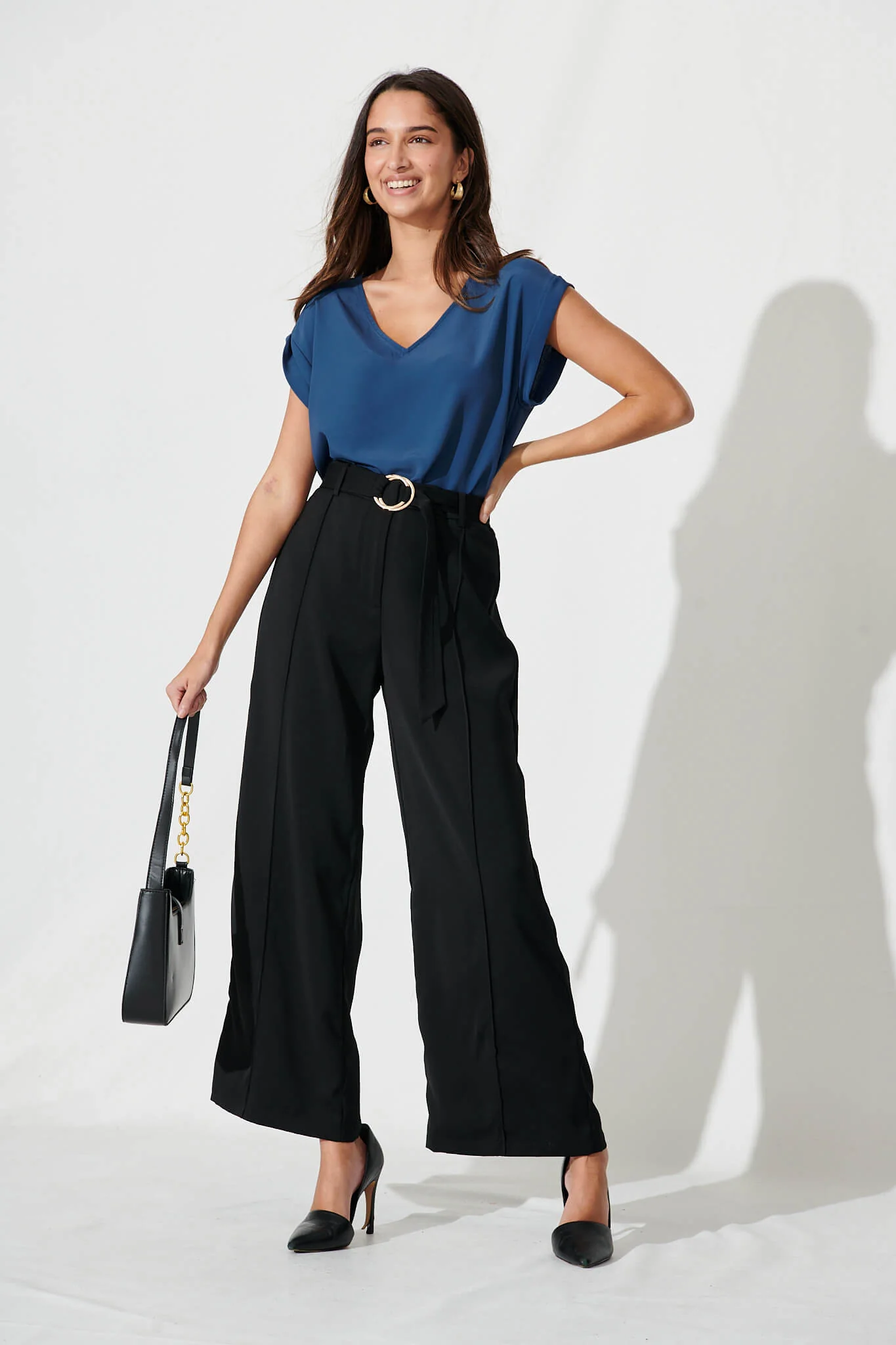 Belvia Wide Leg Pant in Black - Image 4