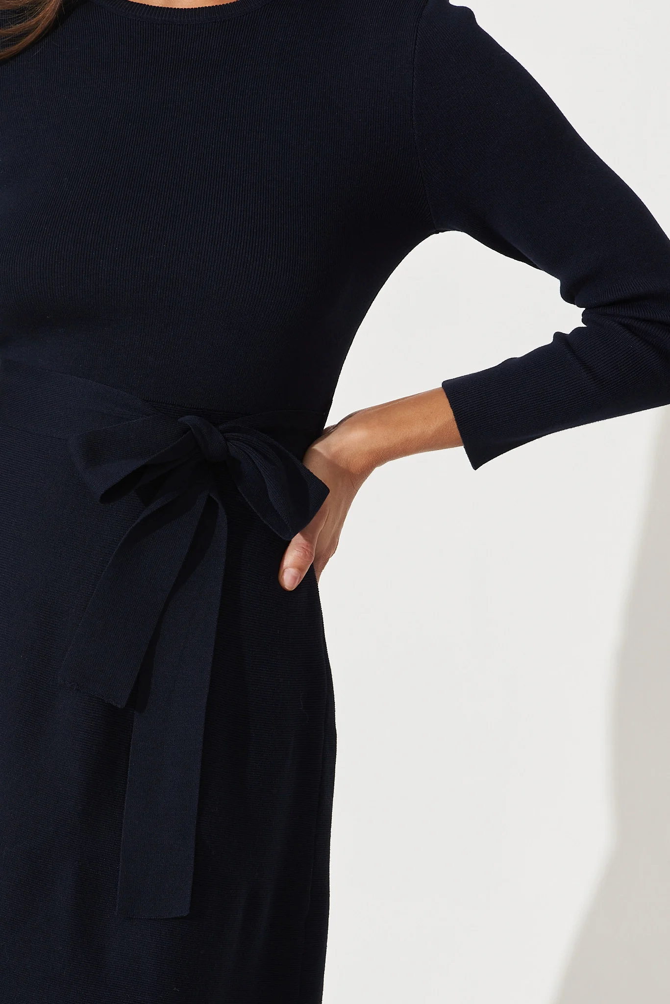 Bensaidy Midi Knit Dress In Navy - Image 5