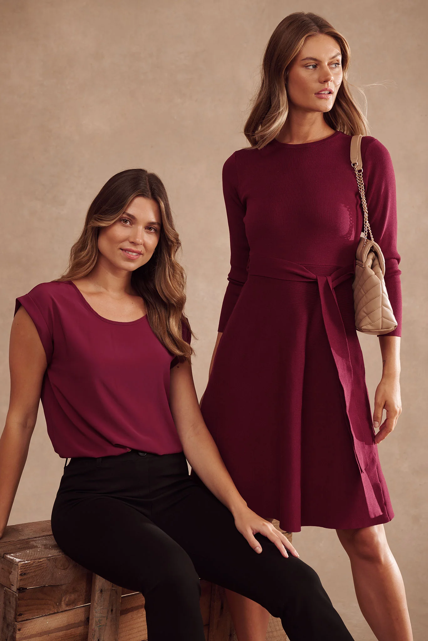 Bensaidy Midi Knit Dress In Wine - Image 4