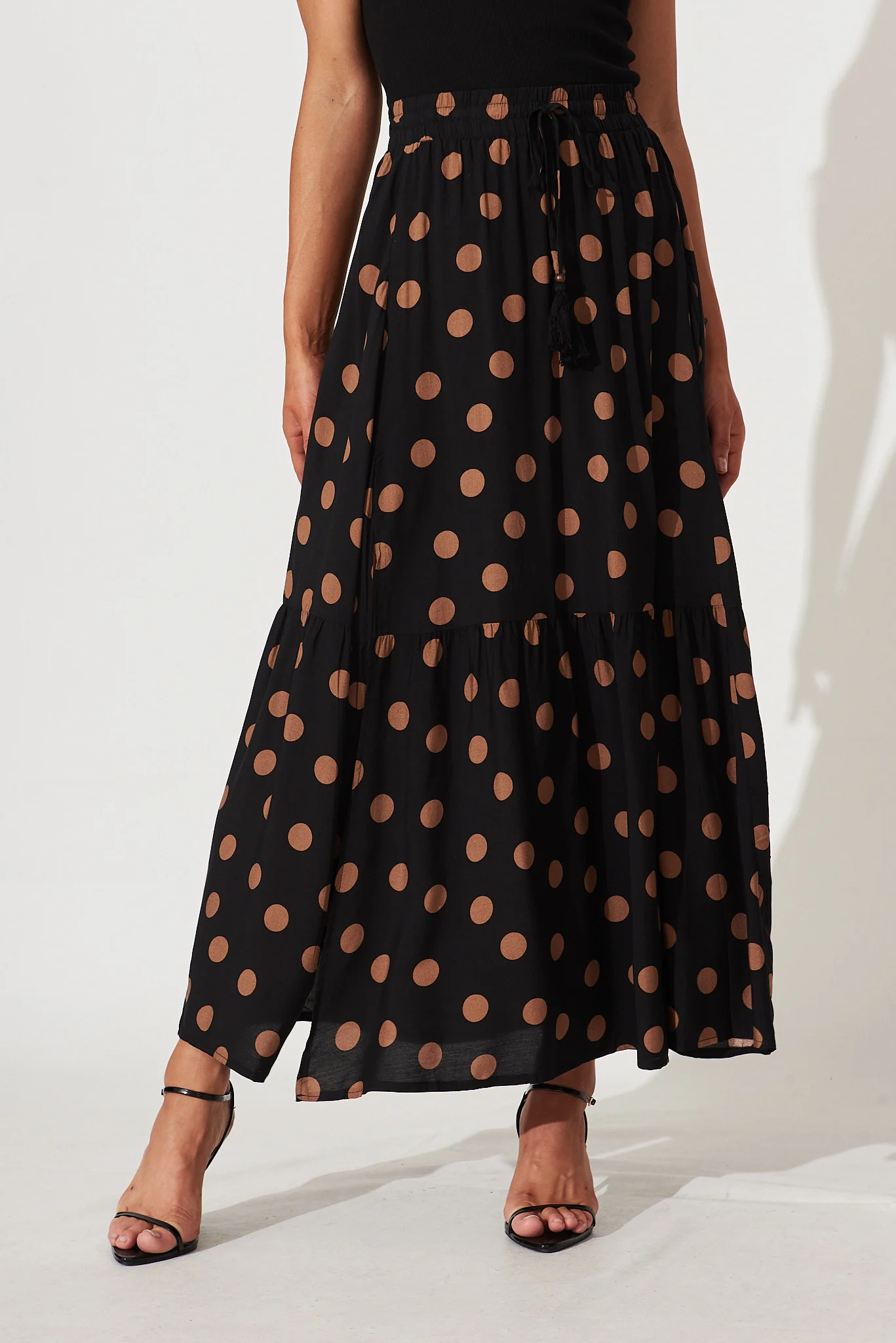 Bilboa Maxi Skirt In Black With Brown Spot - Image 2