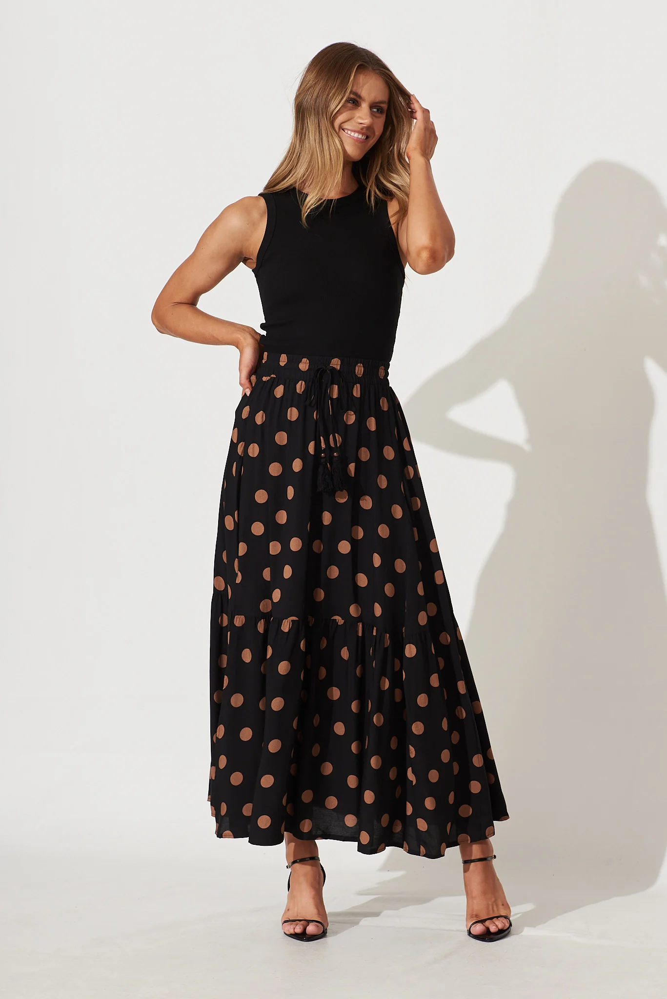 Bilboa Maxi Skirt In Black With Brown Spot - Image 5