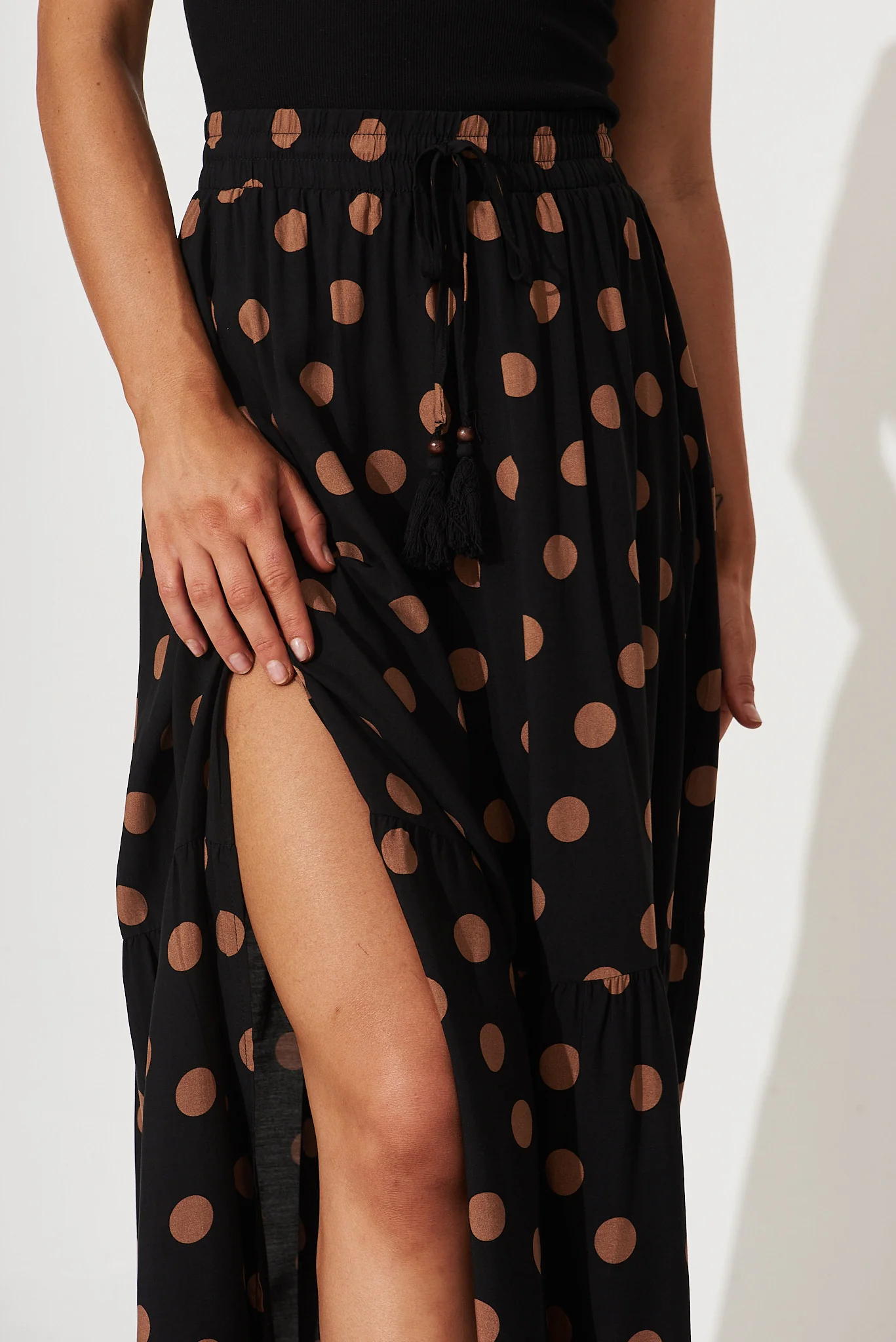 Bilboa Maxi Skirt In Black With Brown Spot - Image 6