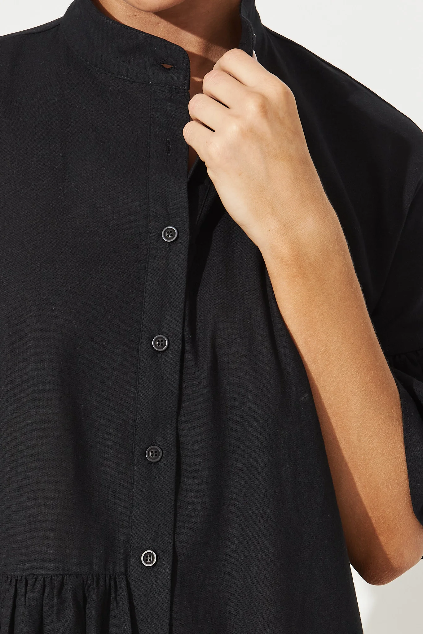 Blaire Smock Dress In Black Cotton Blend - Image 8