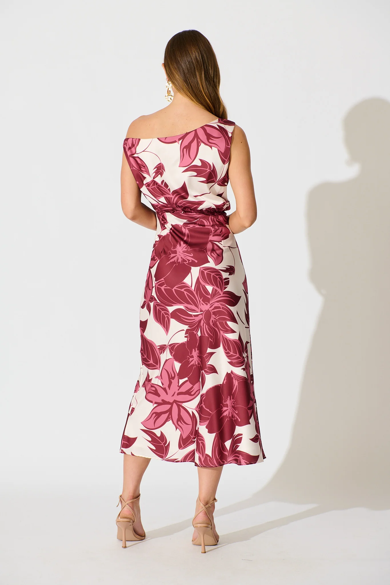 Bloom Aura Off Shoulder Maxi Dress in Red Floral - Image 4