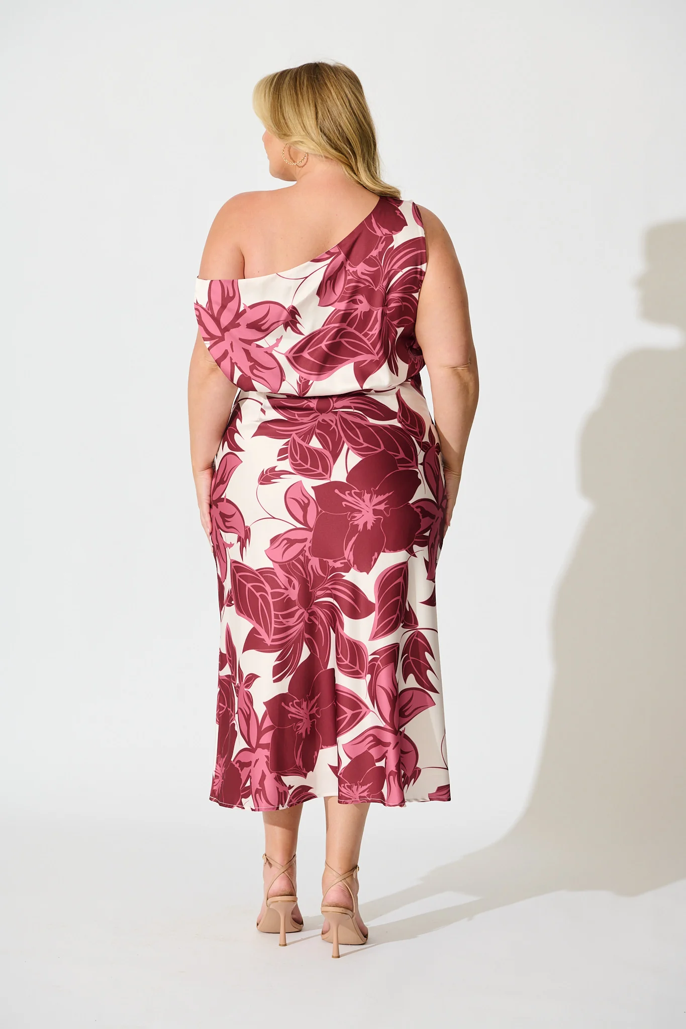 Bloom Aura Off Shoulder Maxi Dress in Red Floral - Image 9