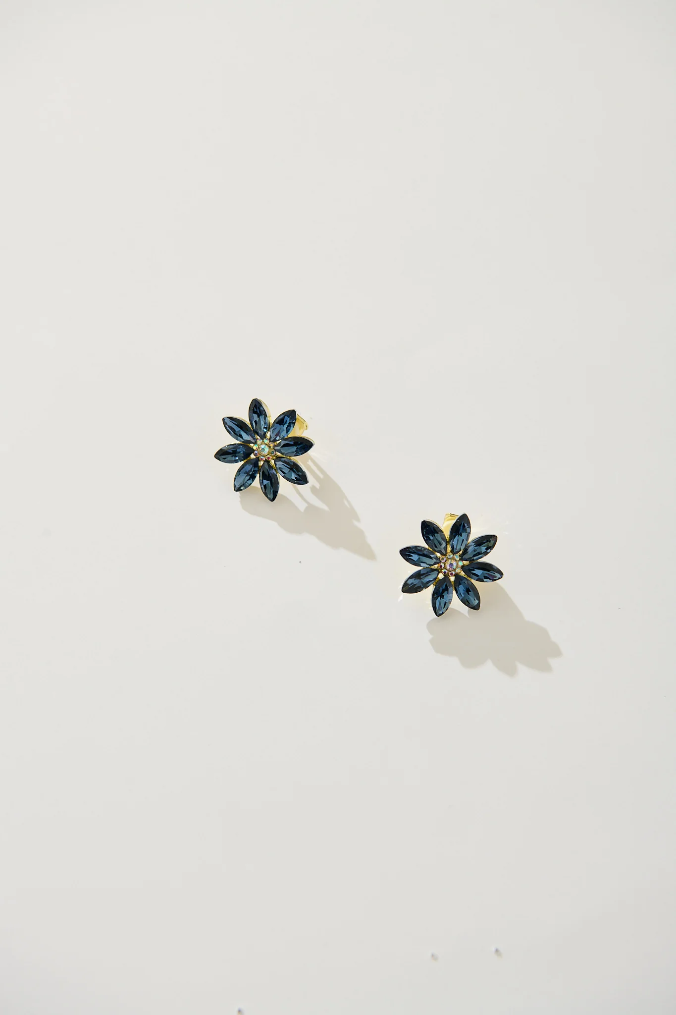 Bloom Clip On Earrings in Navy Stones