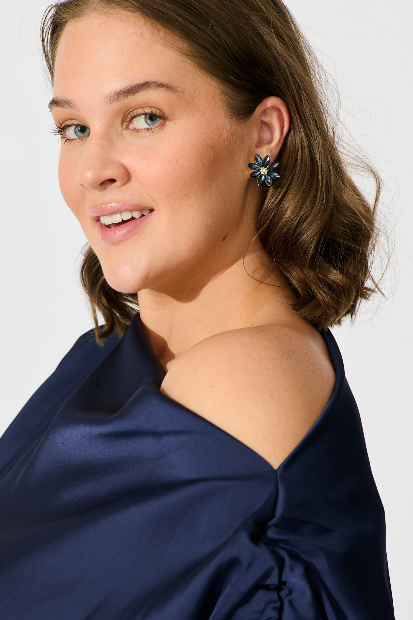 Bloom Clip On Earrings in Navy Stones - Image 6