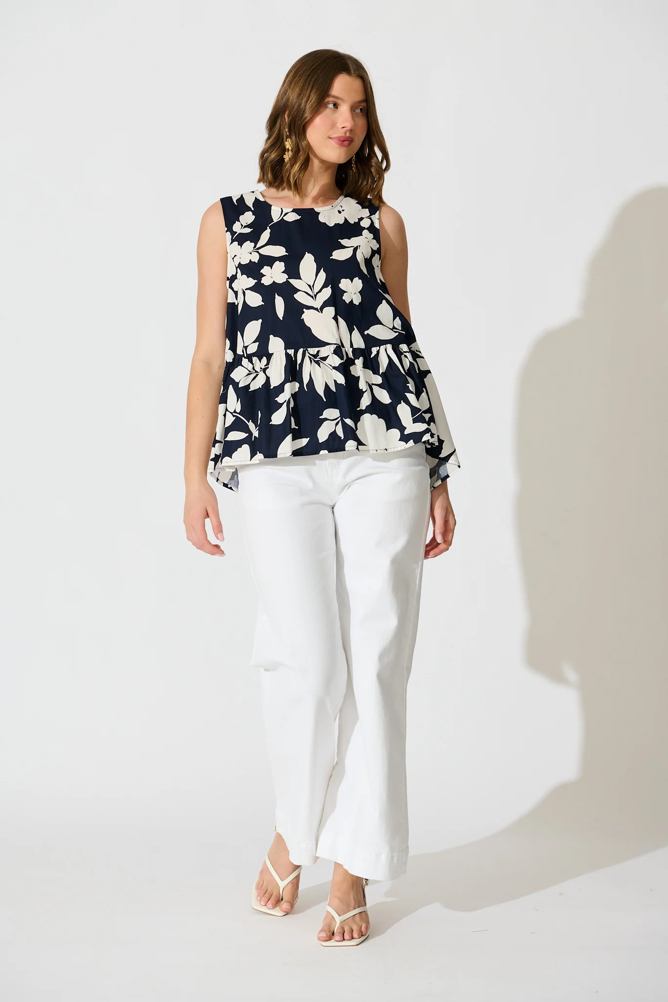 Blooming Top in Navy Floral Cotton Poplin - Image 4