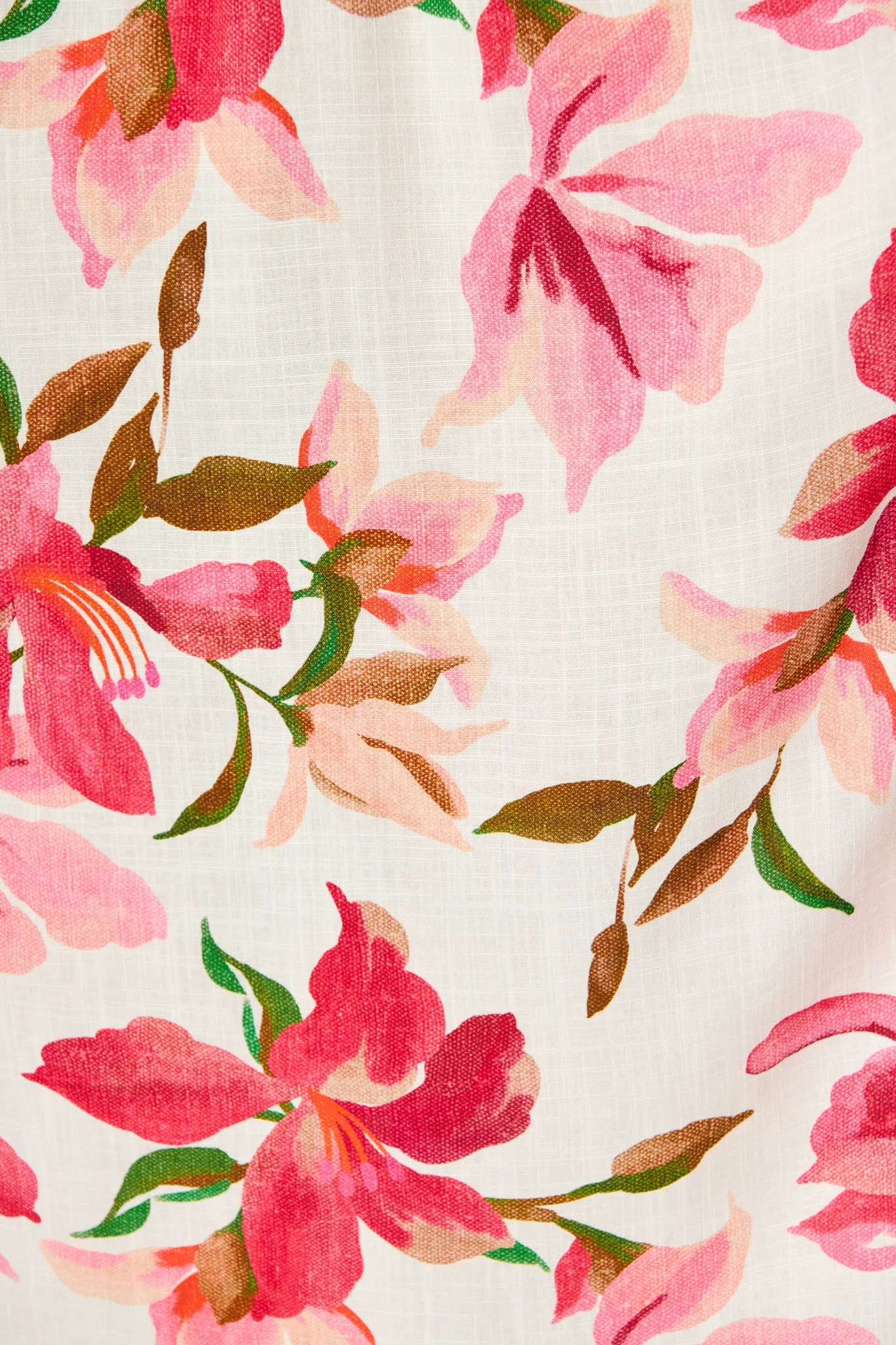 Bloomlit Midi Dress in White with Red Floral Linen Blend - Image 9