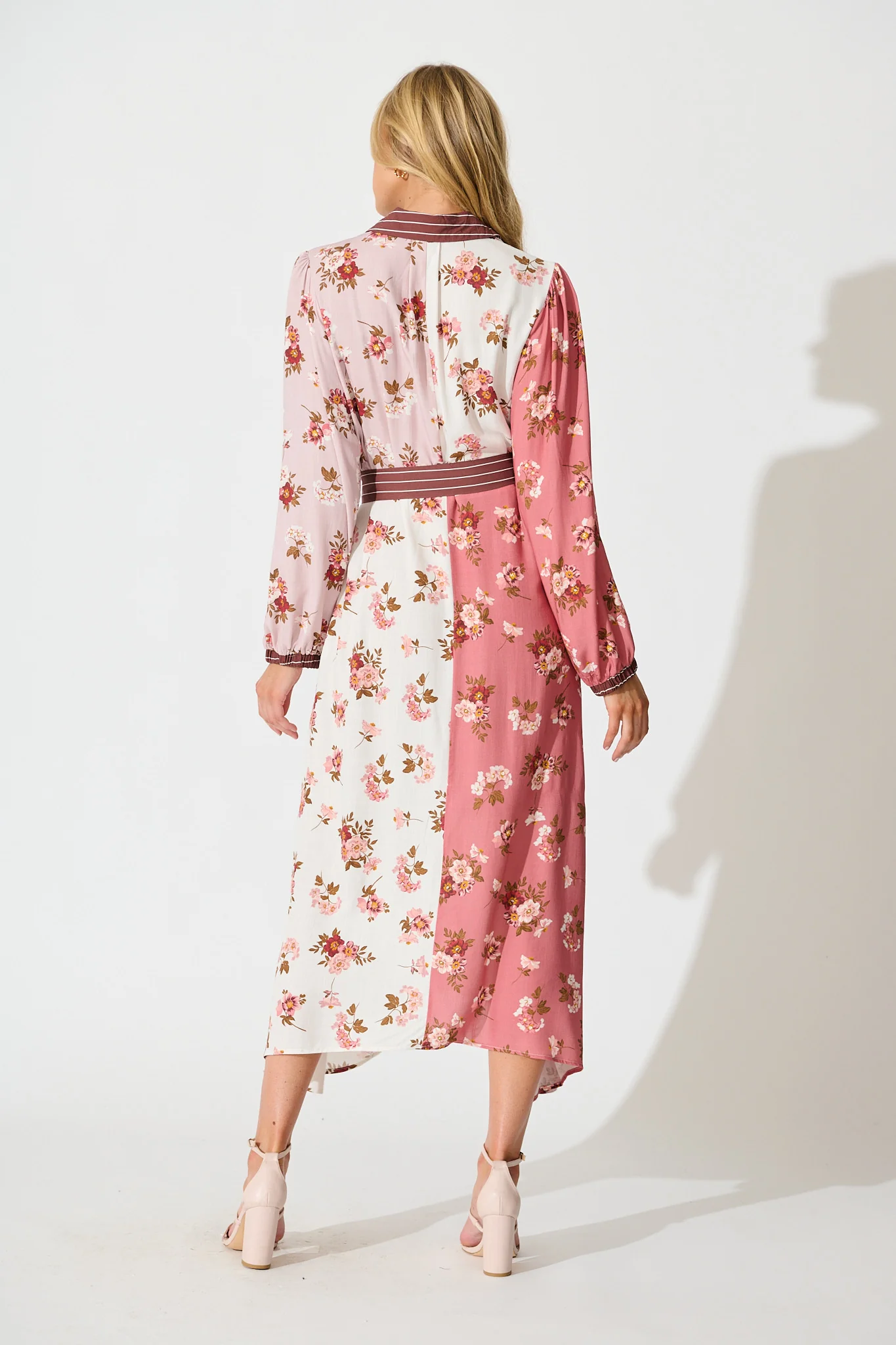 Blossom Kisses Maxi Shirt Dress in Pink and Blush Floral - Image 4