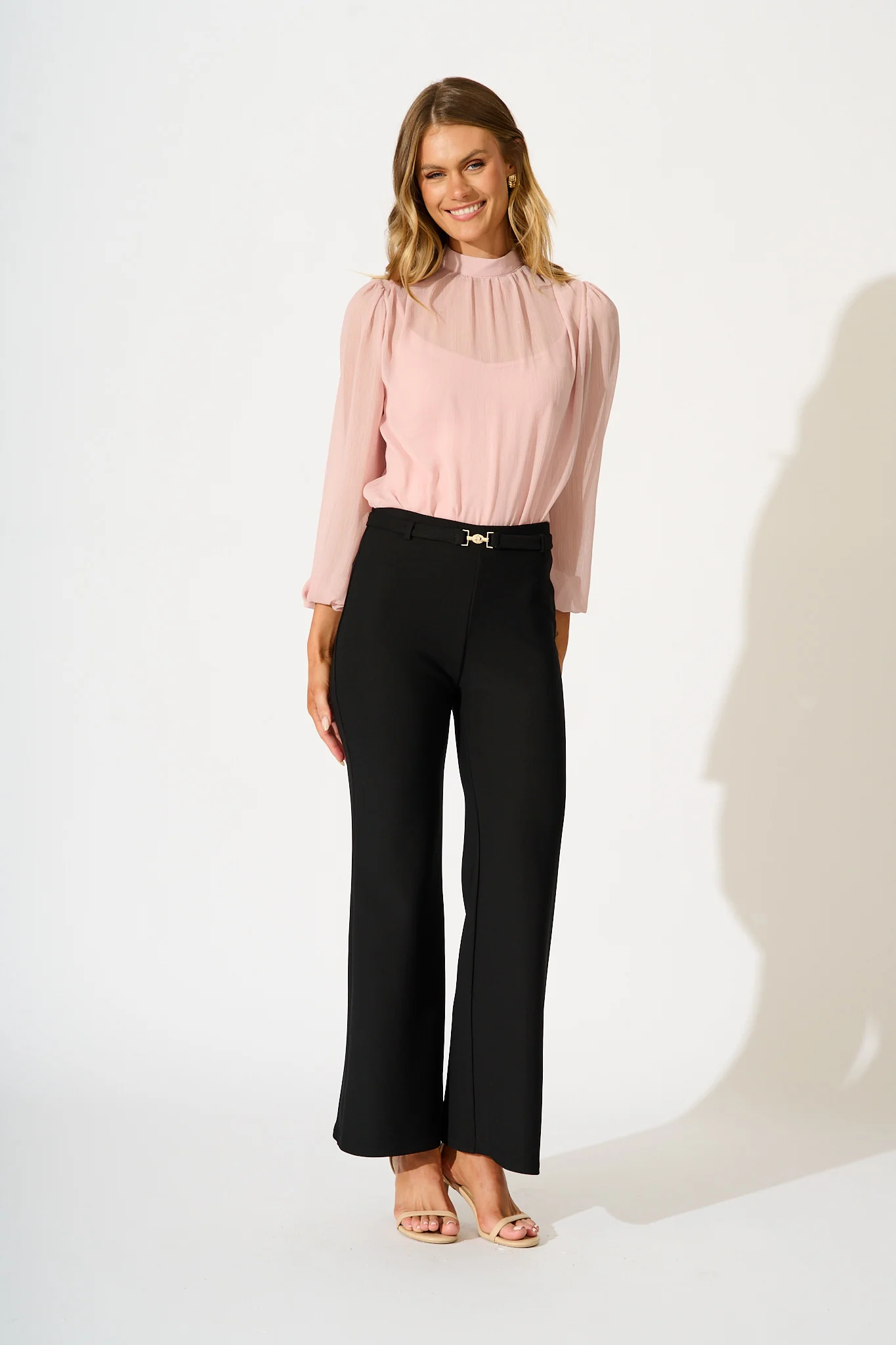 Boardroom Belle Top in Dusty Pink Chiffon - Image 4