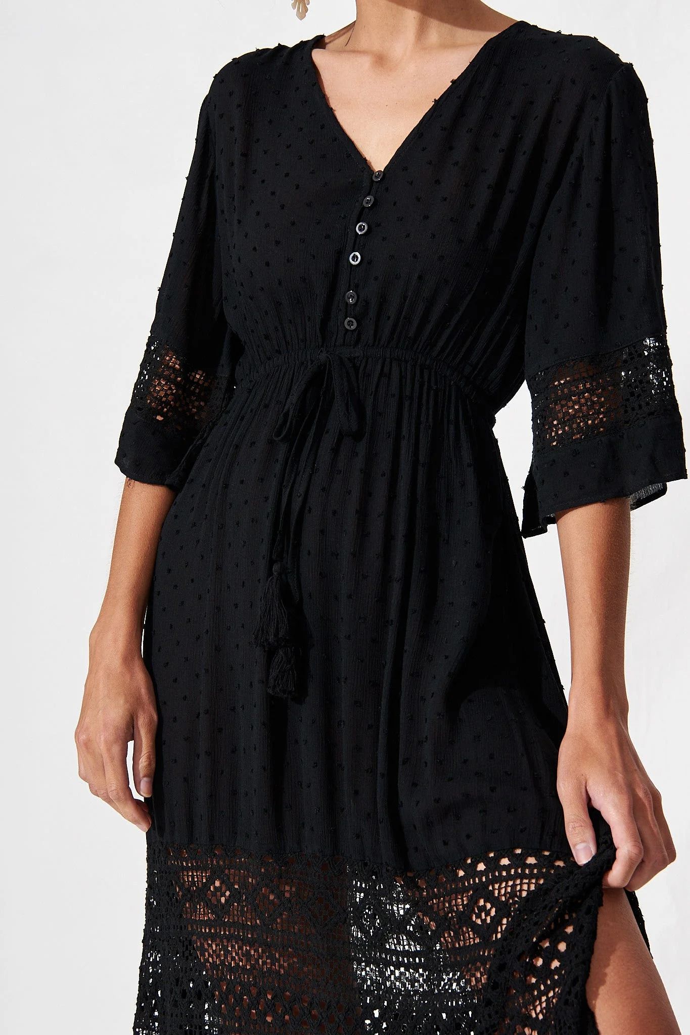 Boheme Dress in Black Swiss Dot - Image 6
